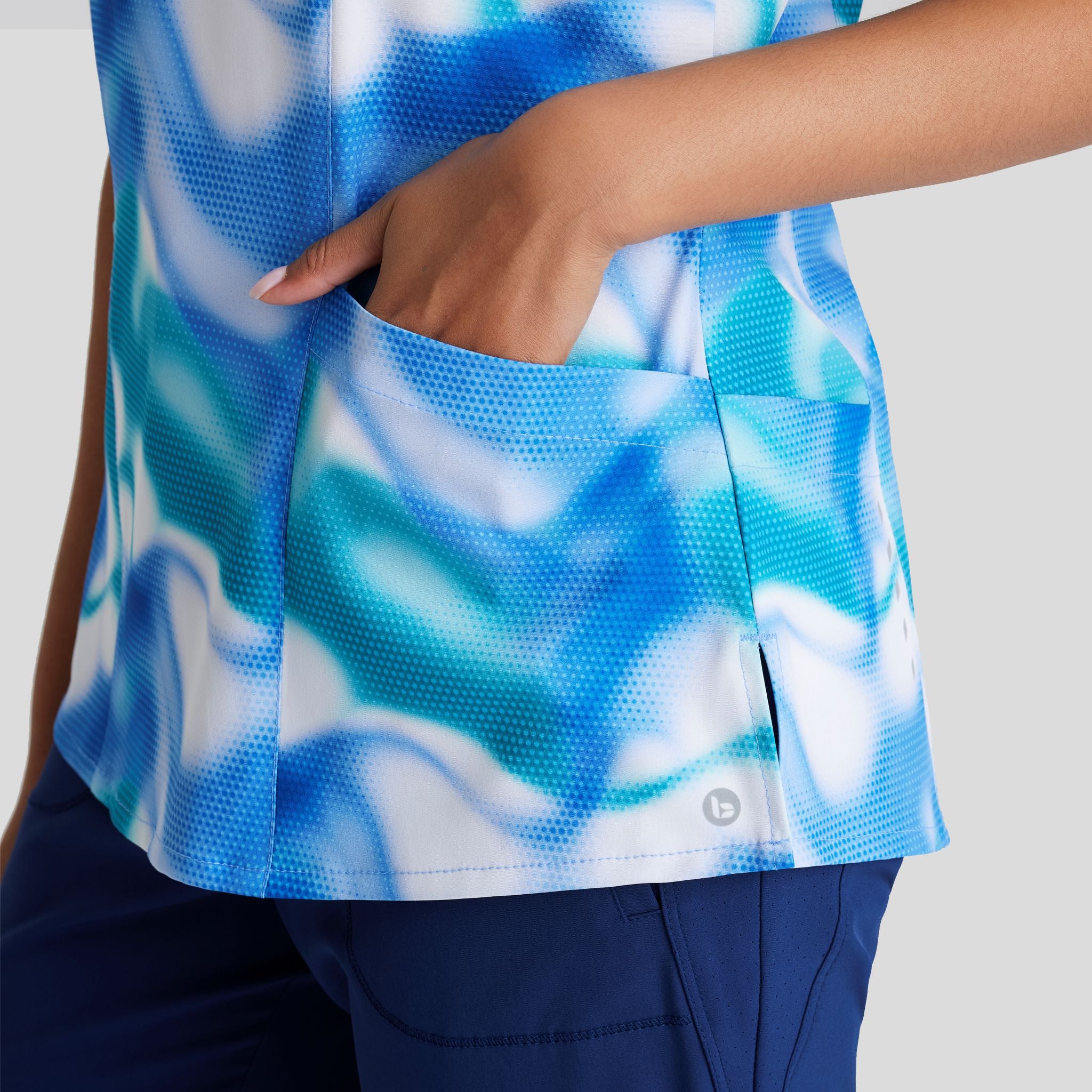 Thrive Print Top | Azure Waves