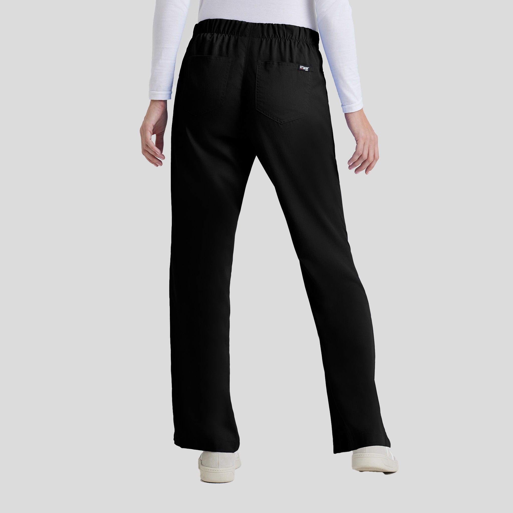 Riley 5-Pocket Mid-Rise Flared Leg Scrub Pant | Black