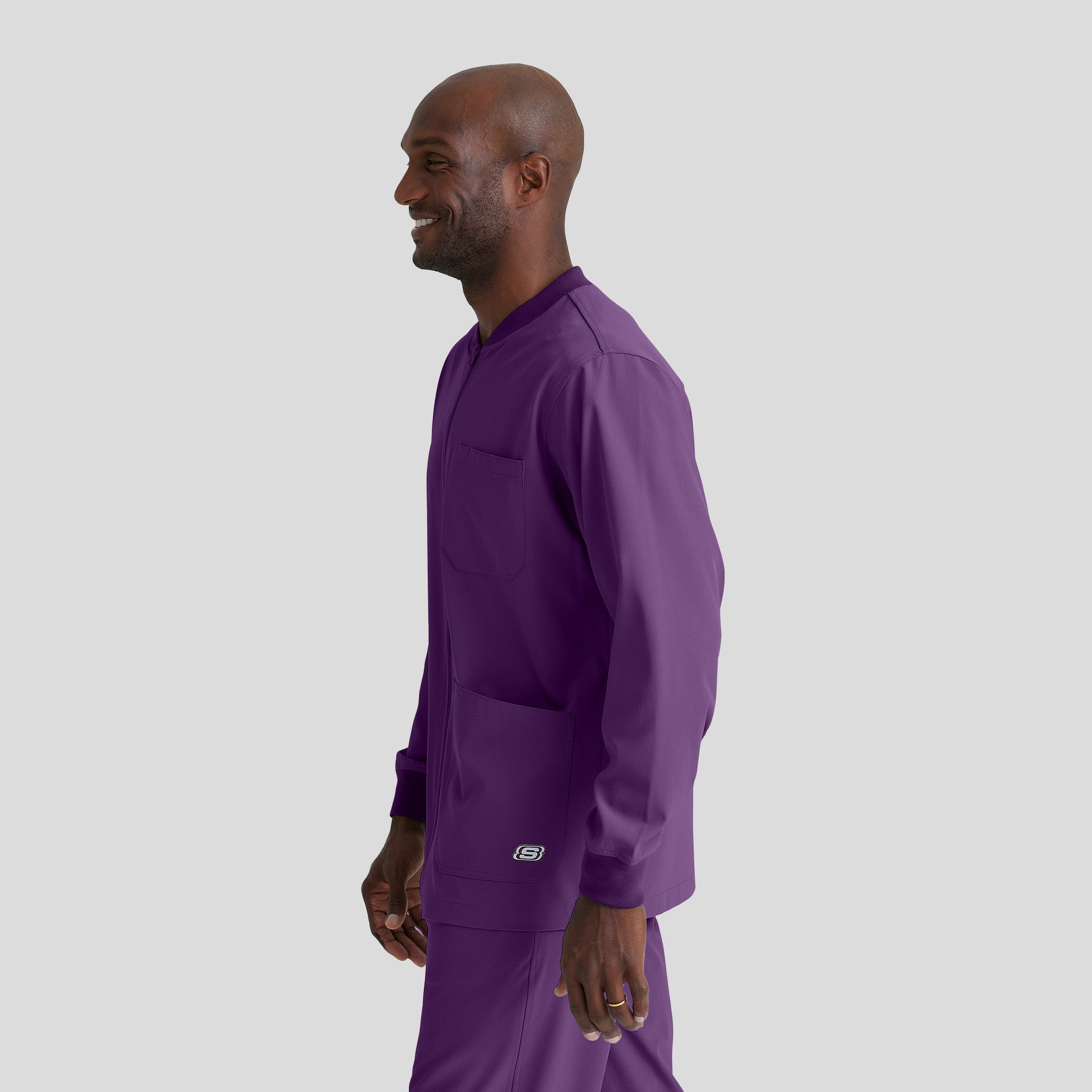 Men's Structure 3-Pocket Crewneck Warmup Scrub Jacket | Eggplant