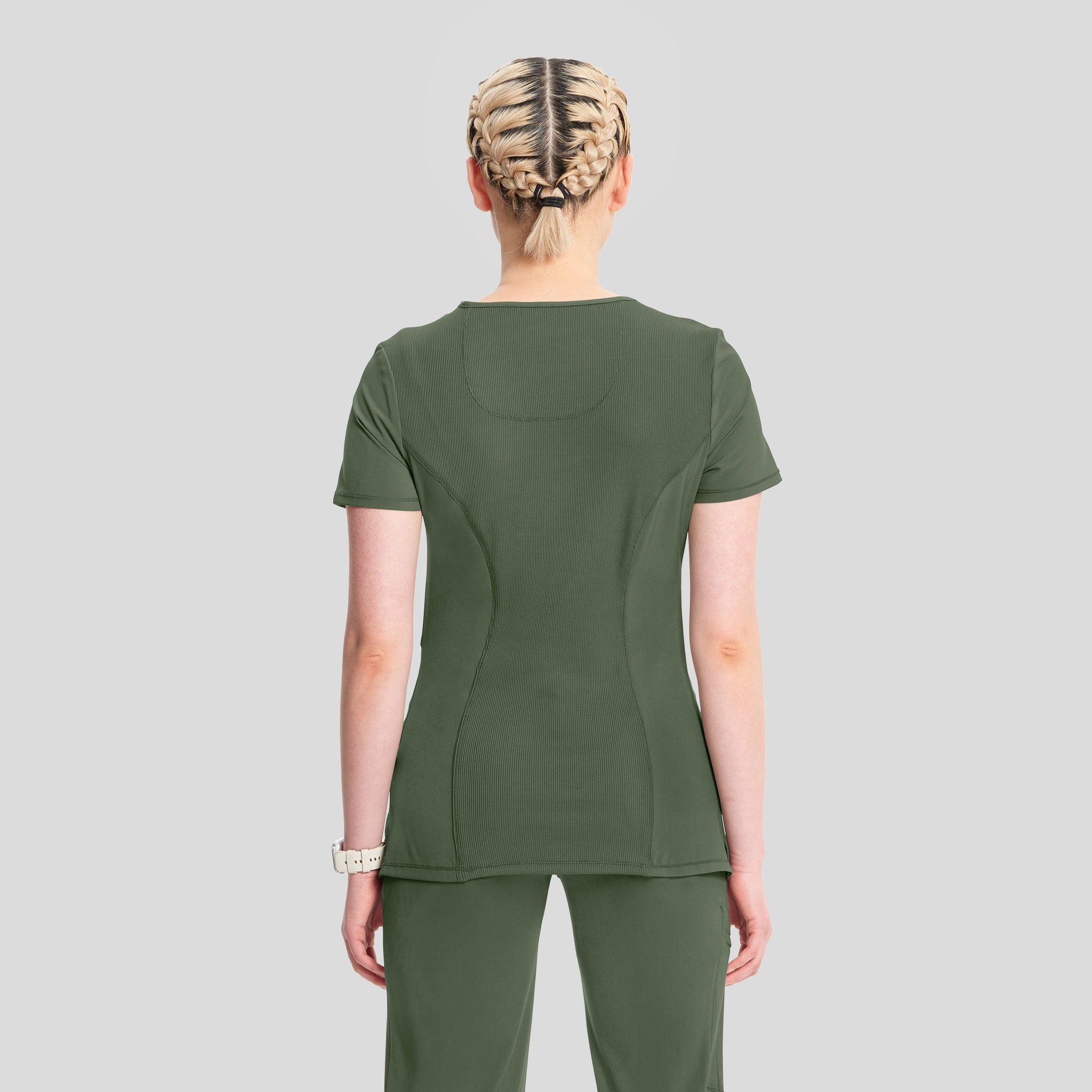 Infinity Mock Wrap Solid Scrub Top | Olive