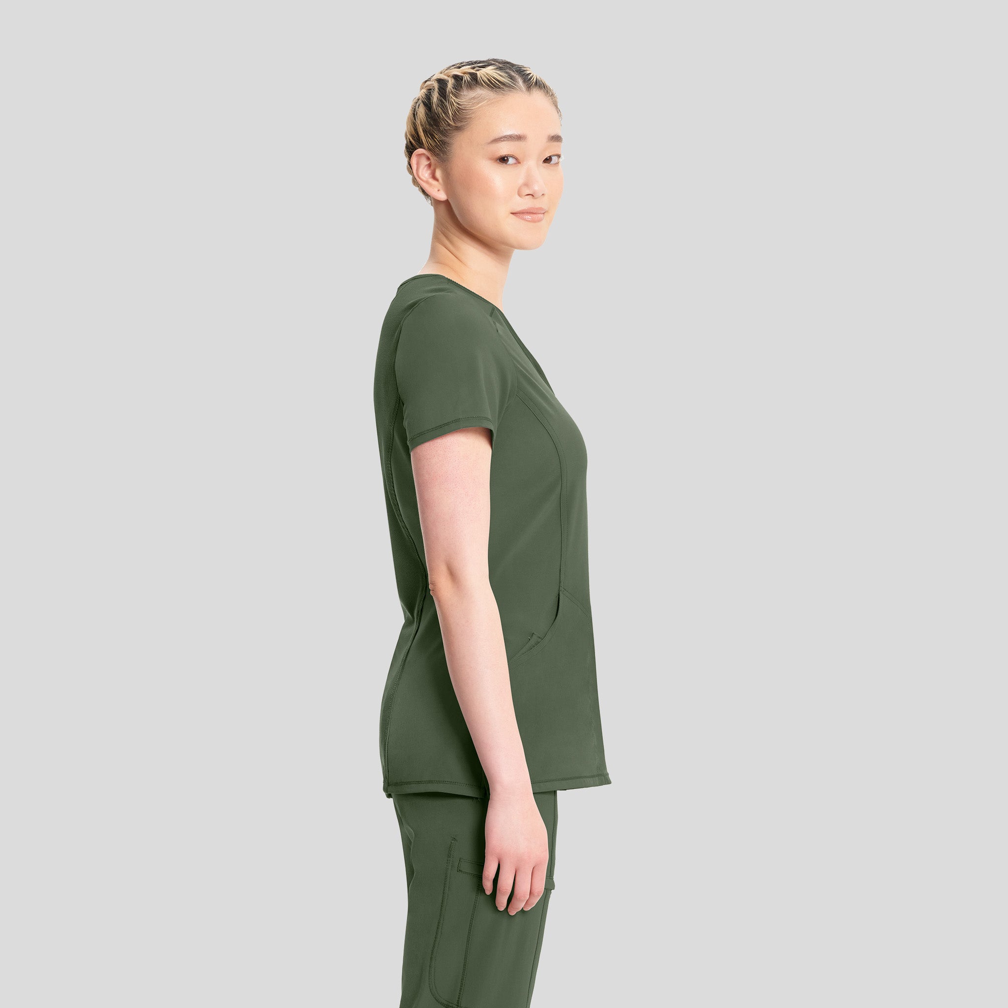 Infinity Mock Wrap Solid Scrub Top | Olive