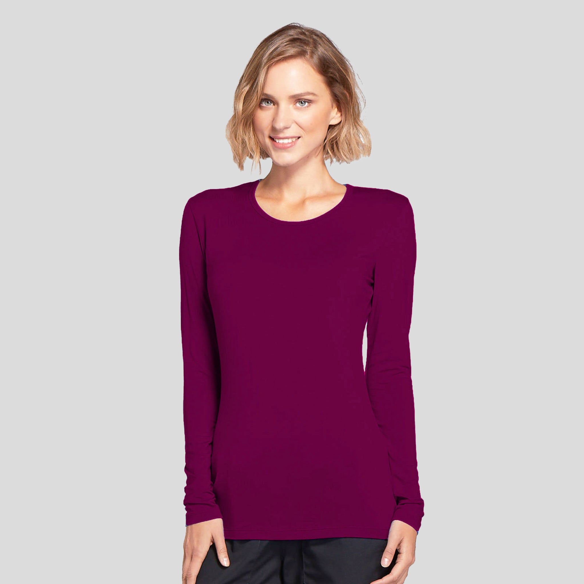 Long Sleeve Knit Underscrub | Wine