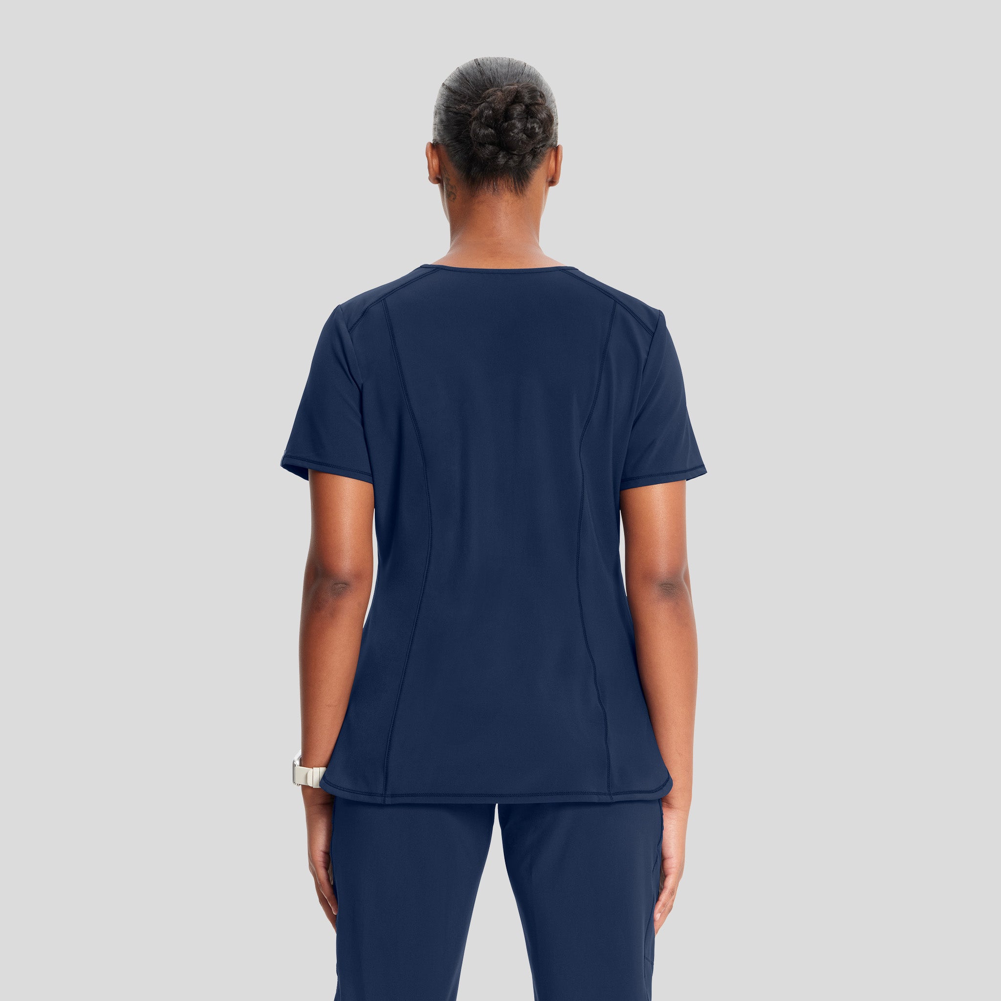Infinity V-Neck Solid Scrub Top | Navy