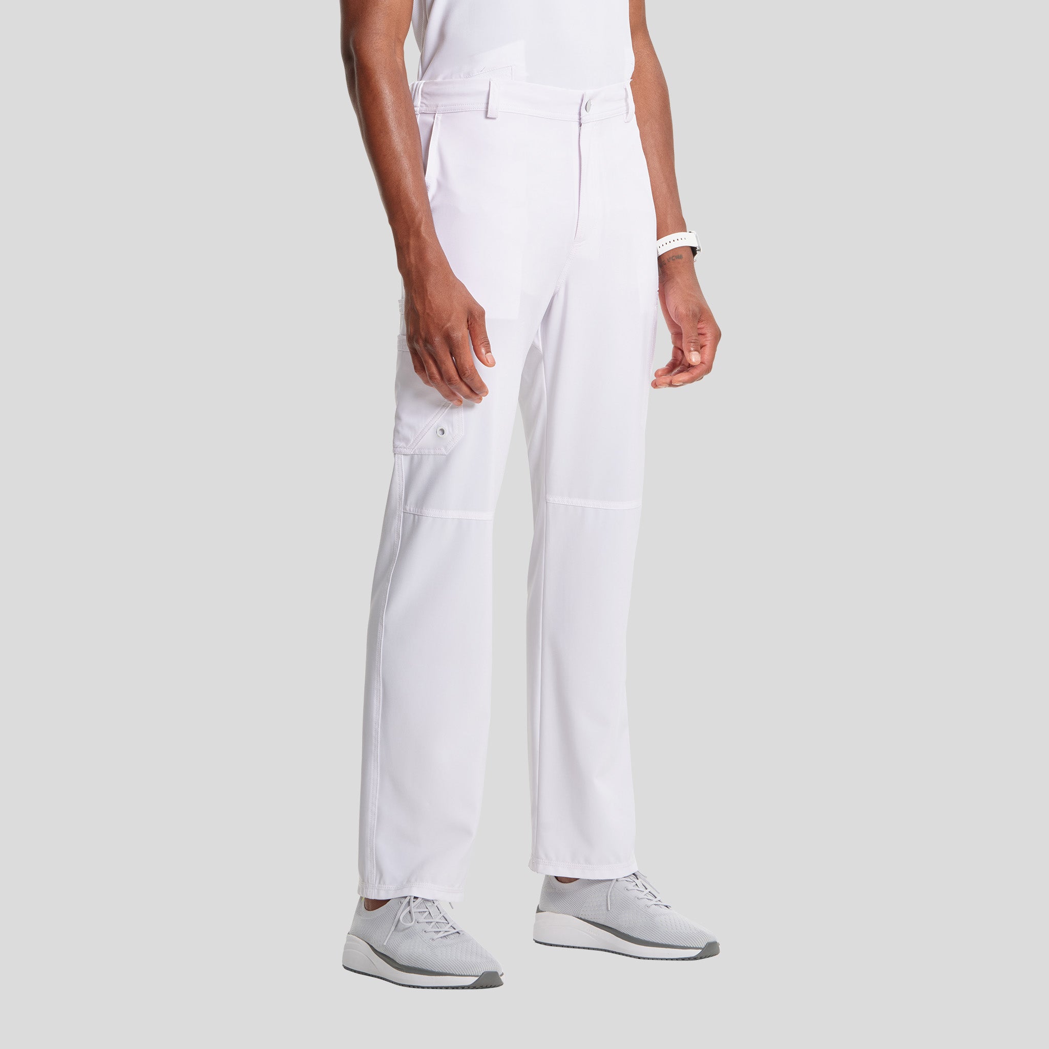 Men's Zip Fly Cargo Scrub Pant | White