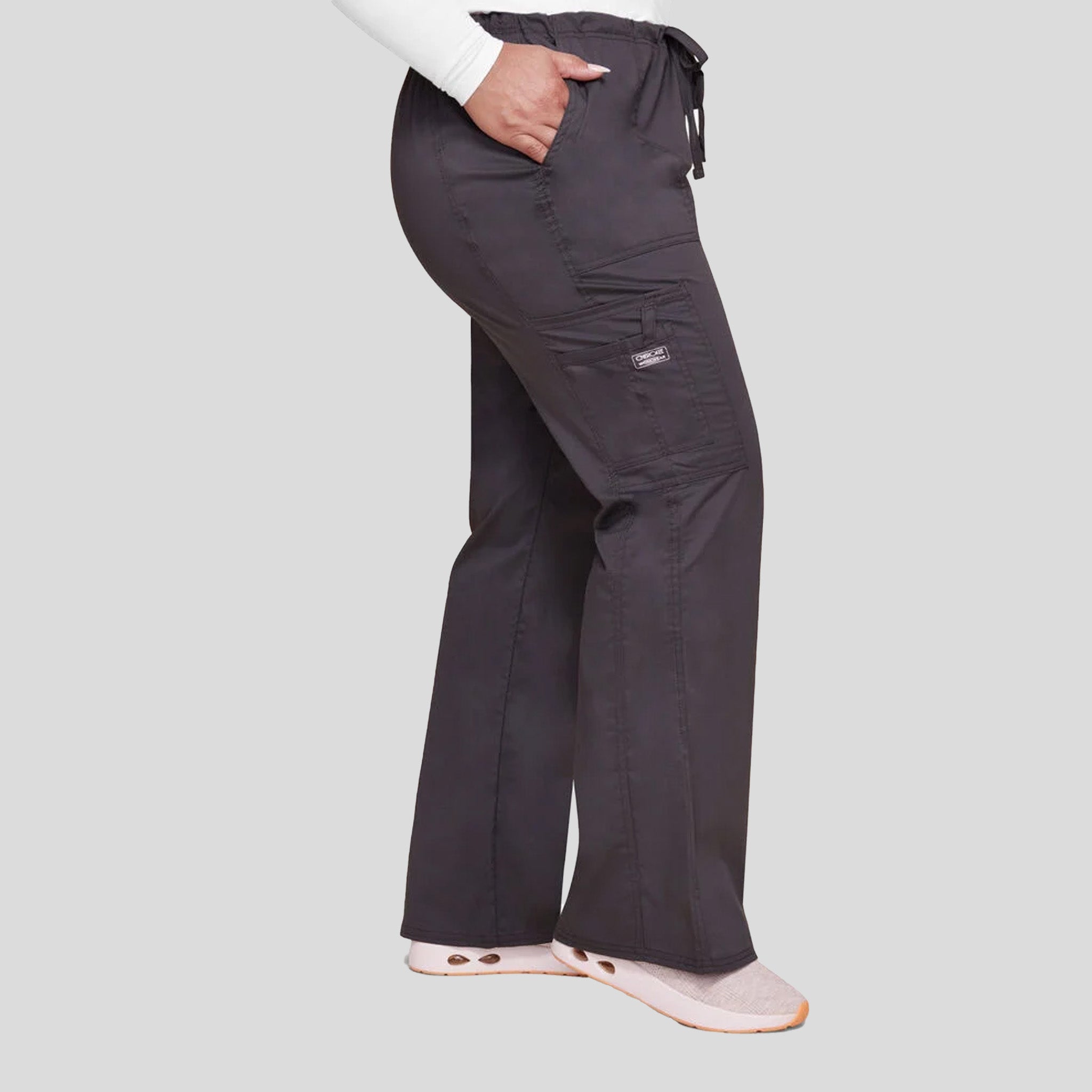 Flare Leg Drawstring Scrub Pant | Pewter