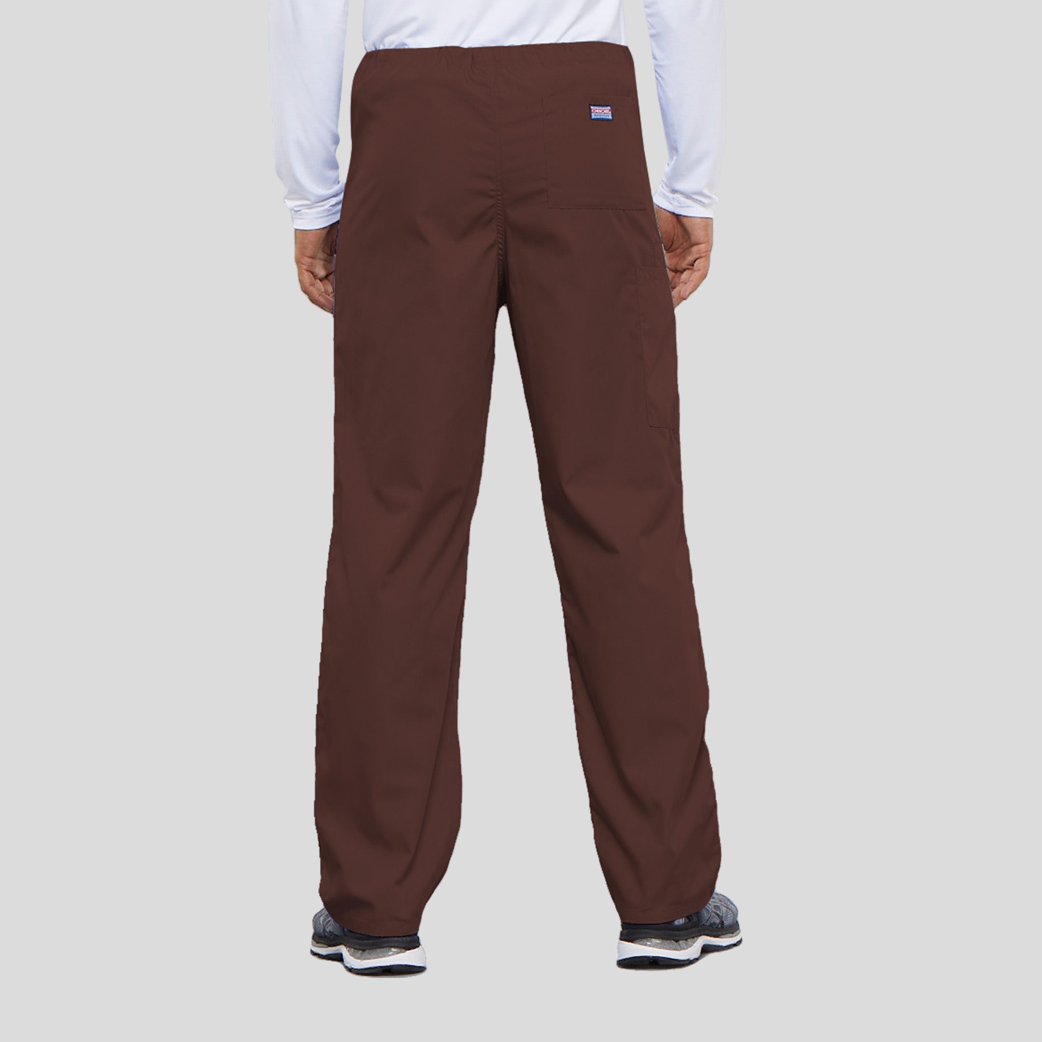 Unisex Drawstring Cargo Scrub Pant | Chocolate