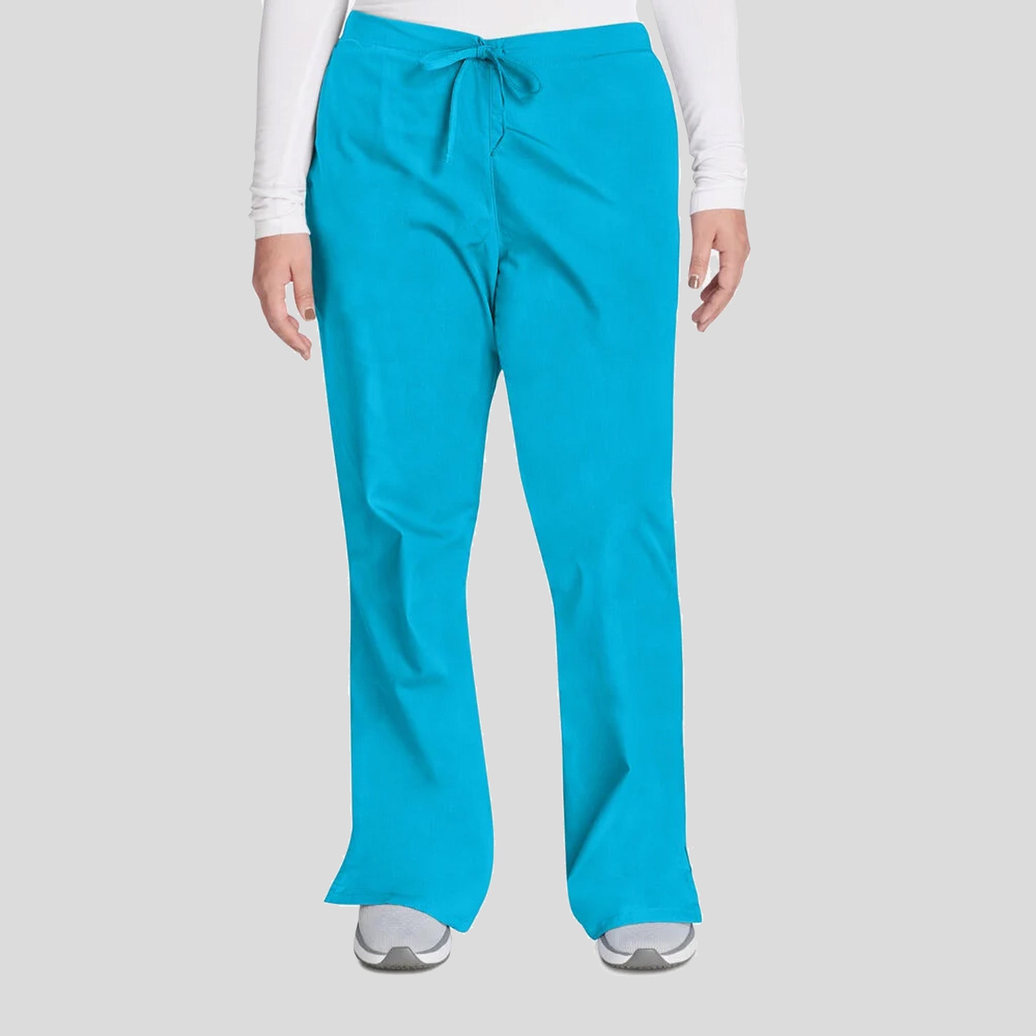 Natural Rise Flare Leg Drawstring Pant | Turquoise