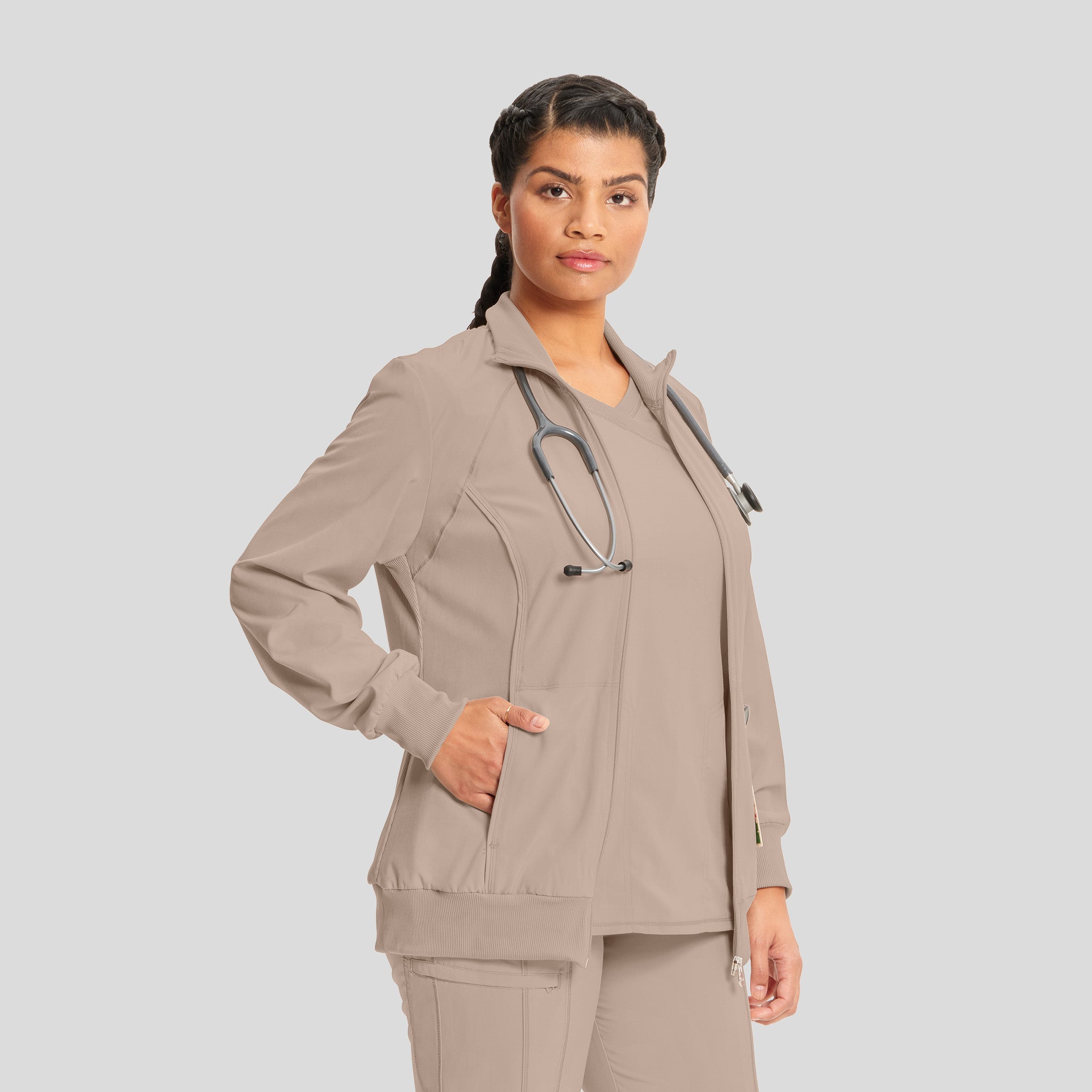 Women's Zip Front Warm-Up | Khaki