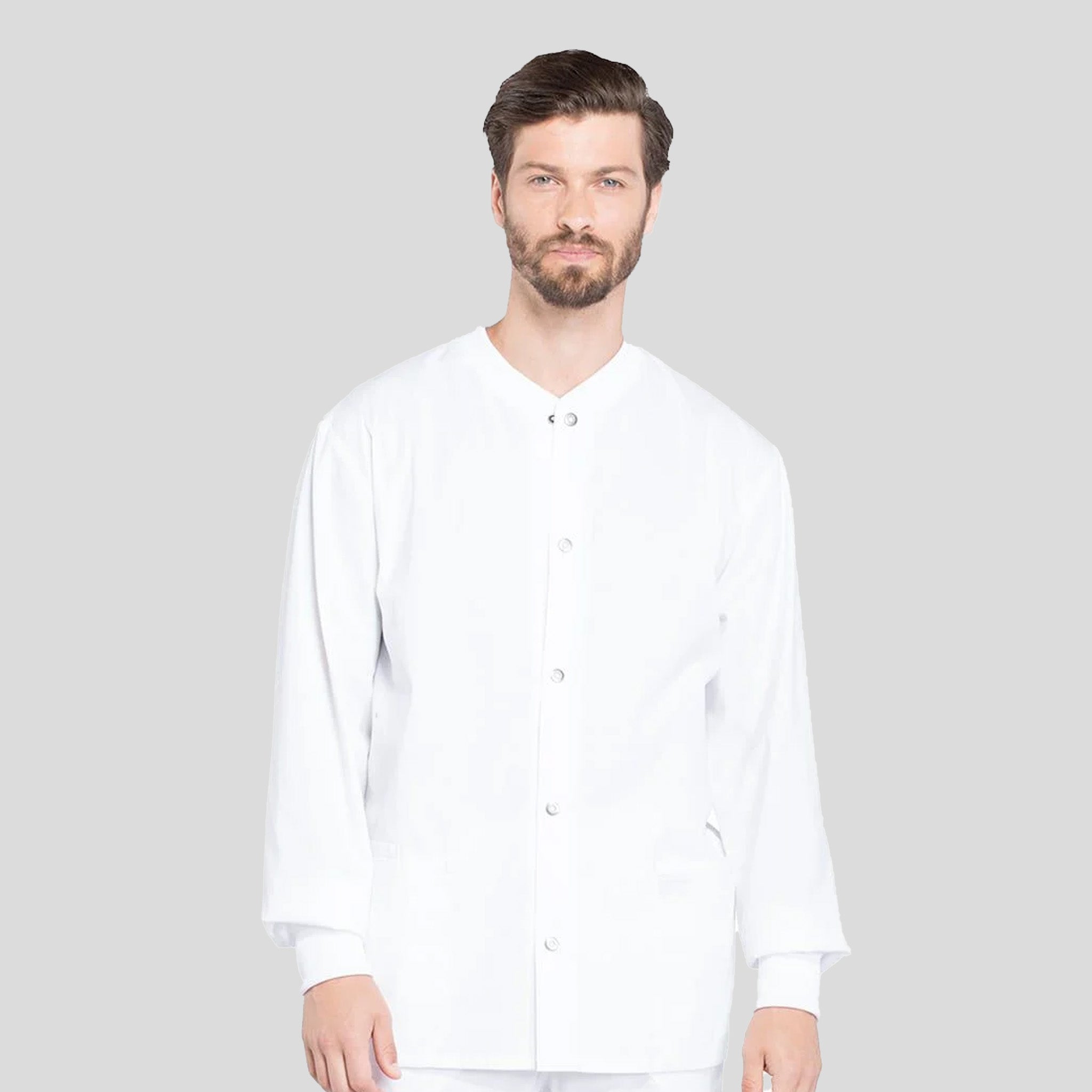 Men's Snap Front Warm-Up Jacket | White