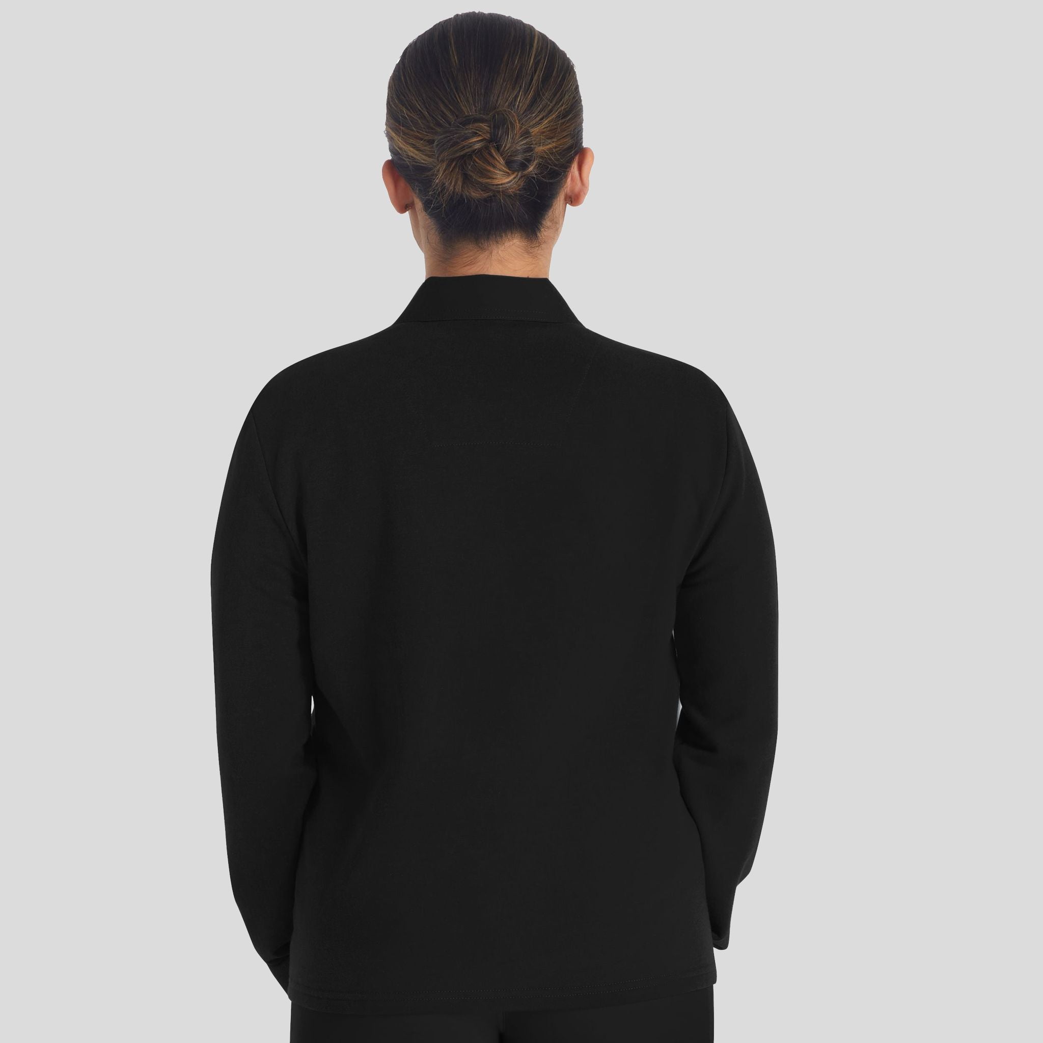 Women's Zip Front Fleece Scrub Jacket | Black