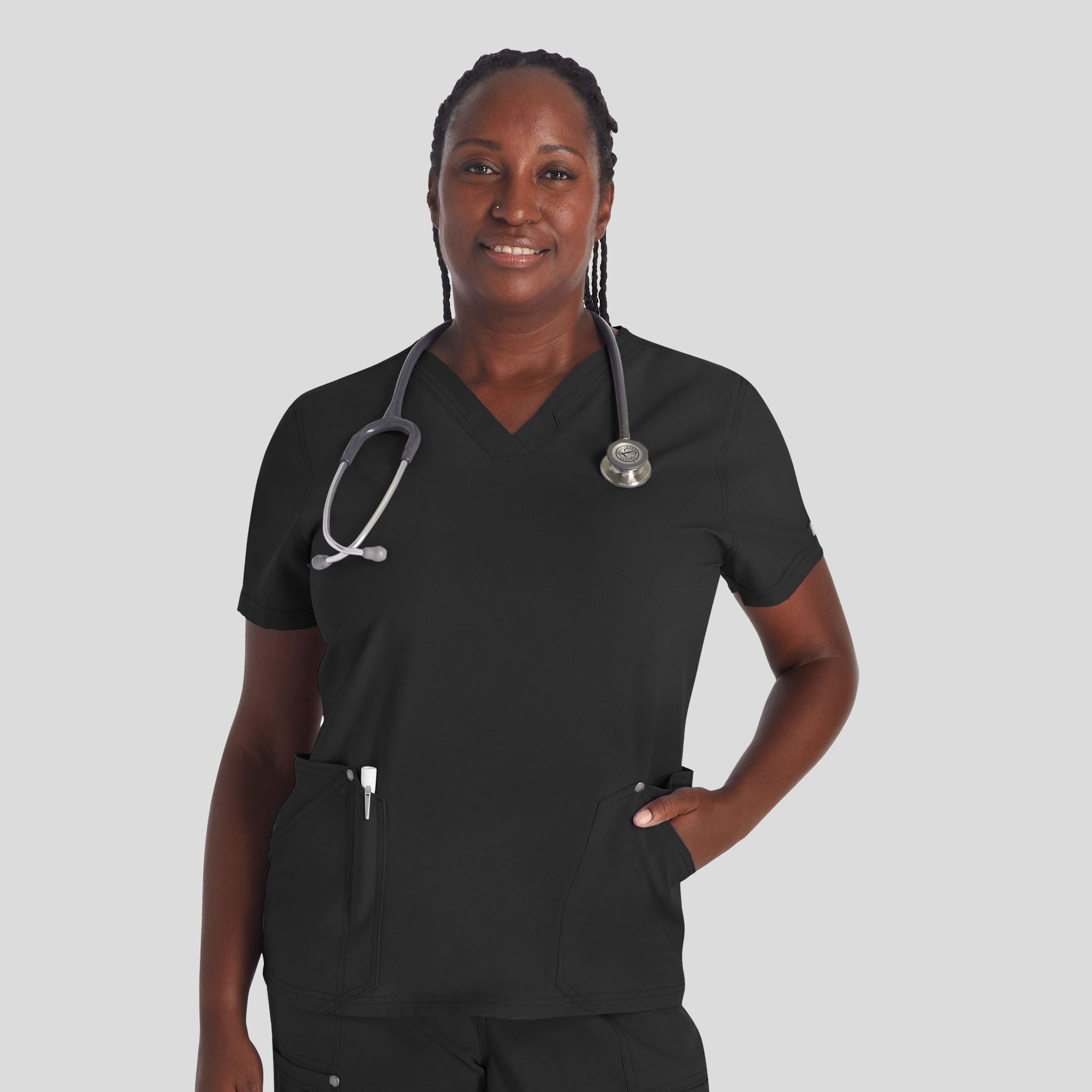 Women's V-Neck Scrub Top | Black