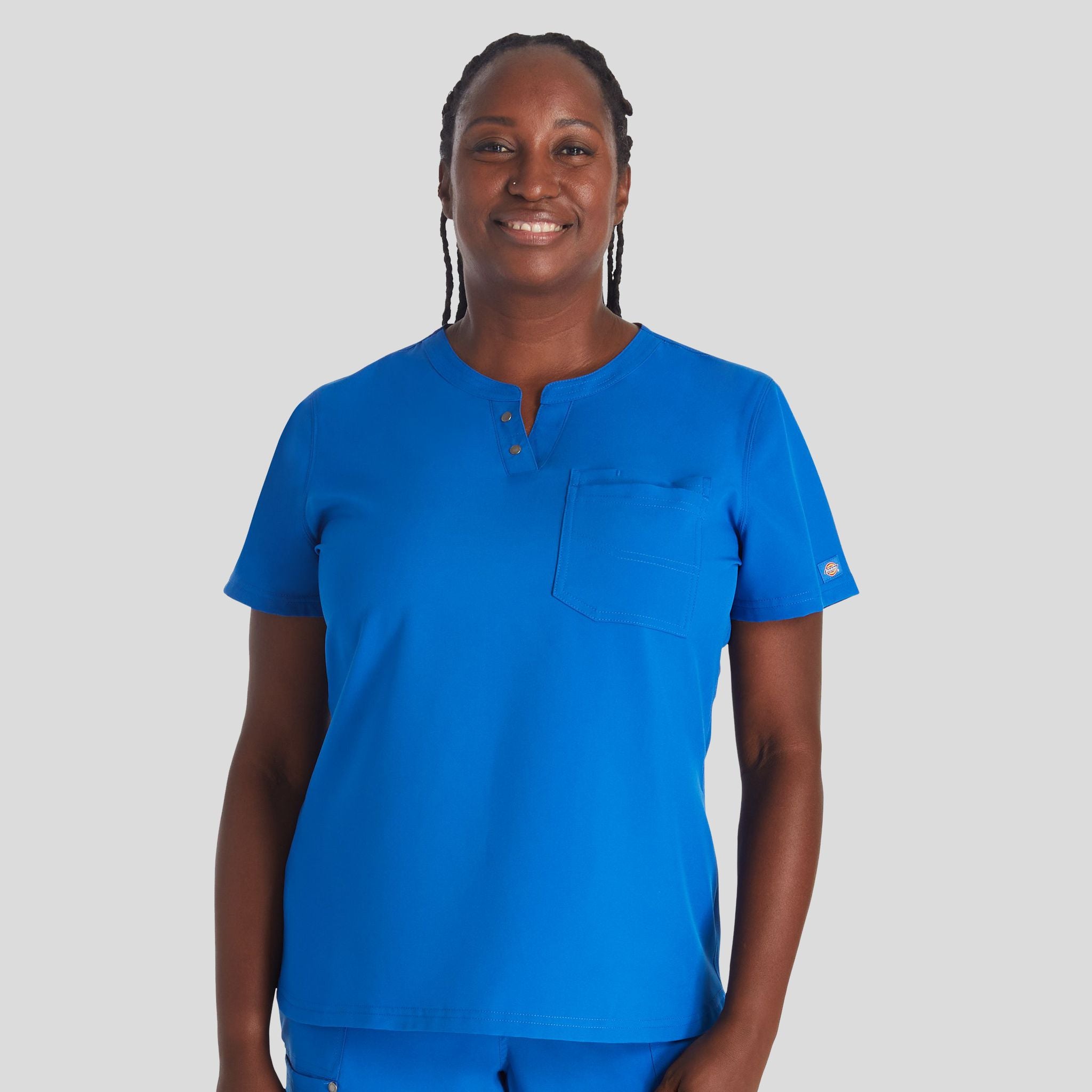 Women's Round Neck Henley Scrub Top | Royal