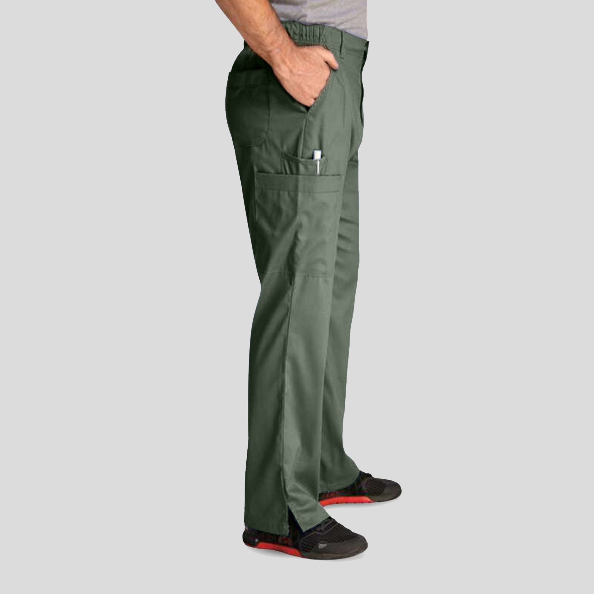 Men's Half Elastic Waistband Pant | Olive
