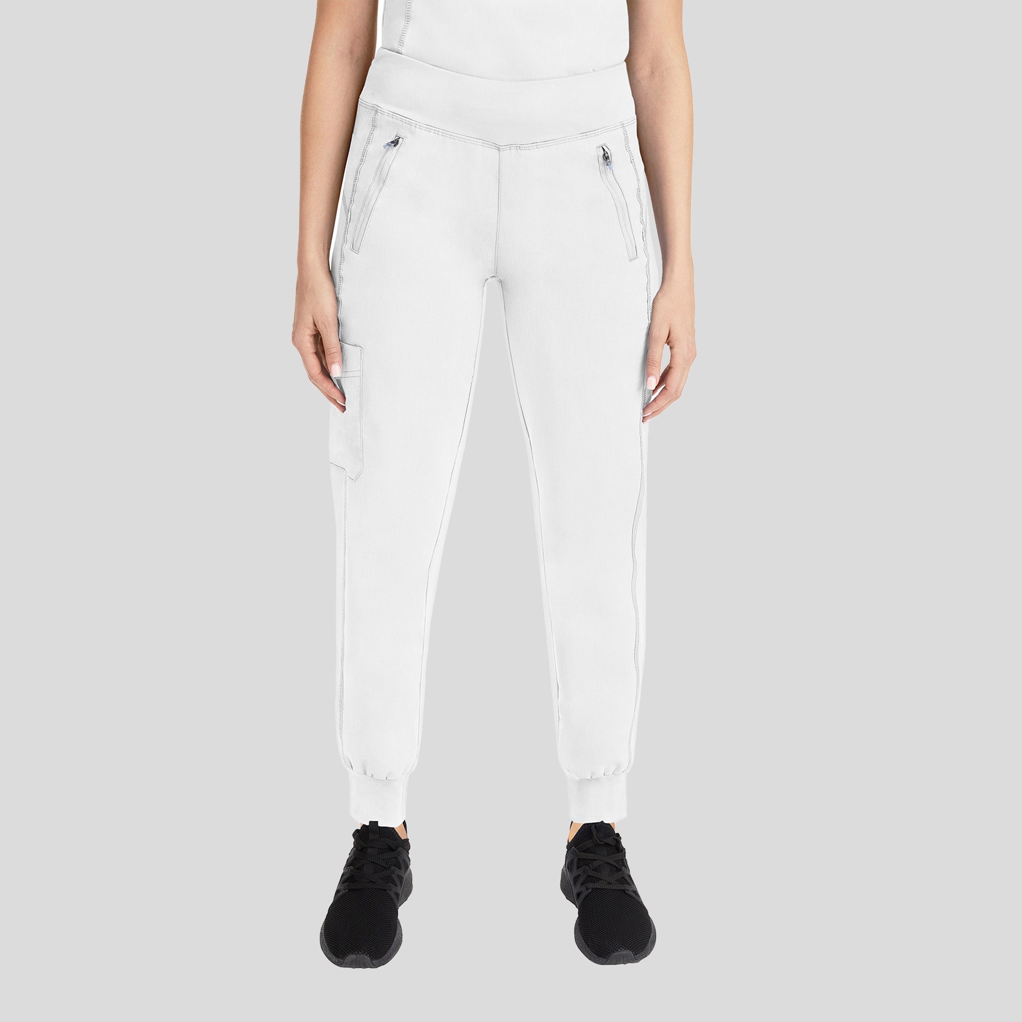 Tara Yoga Jogger Scrub Pant | White