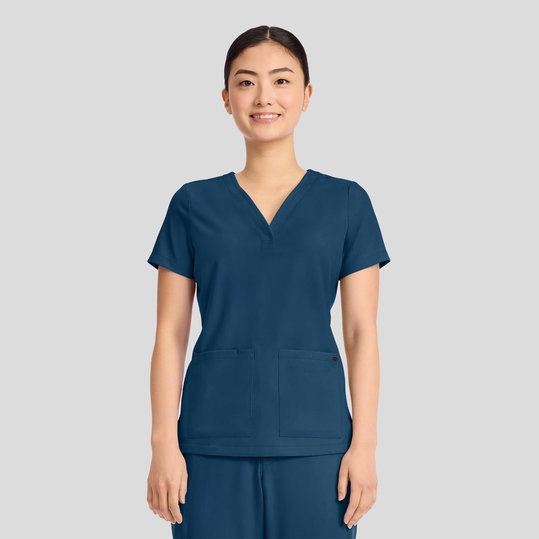 Women's Briana Y-Neck Scrub Top | Caribbean