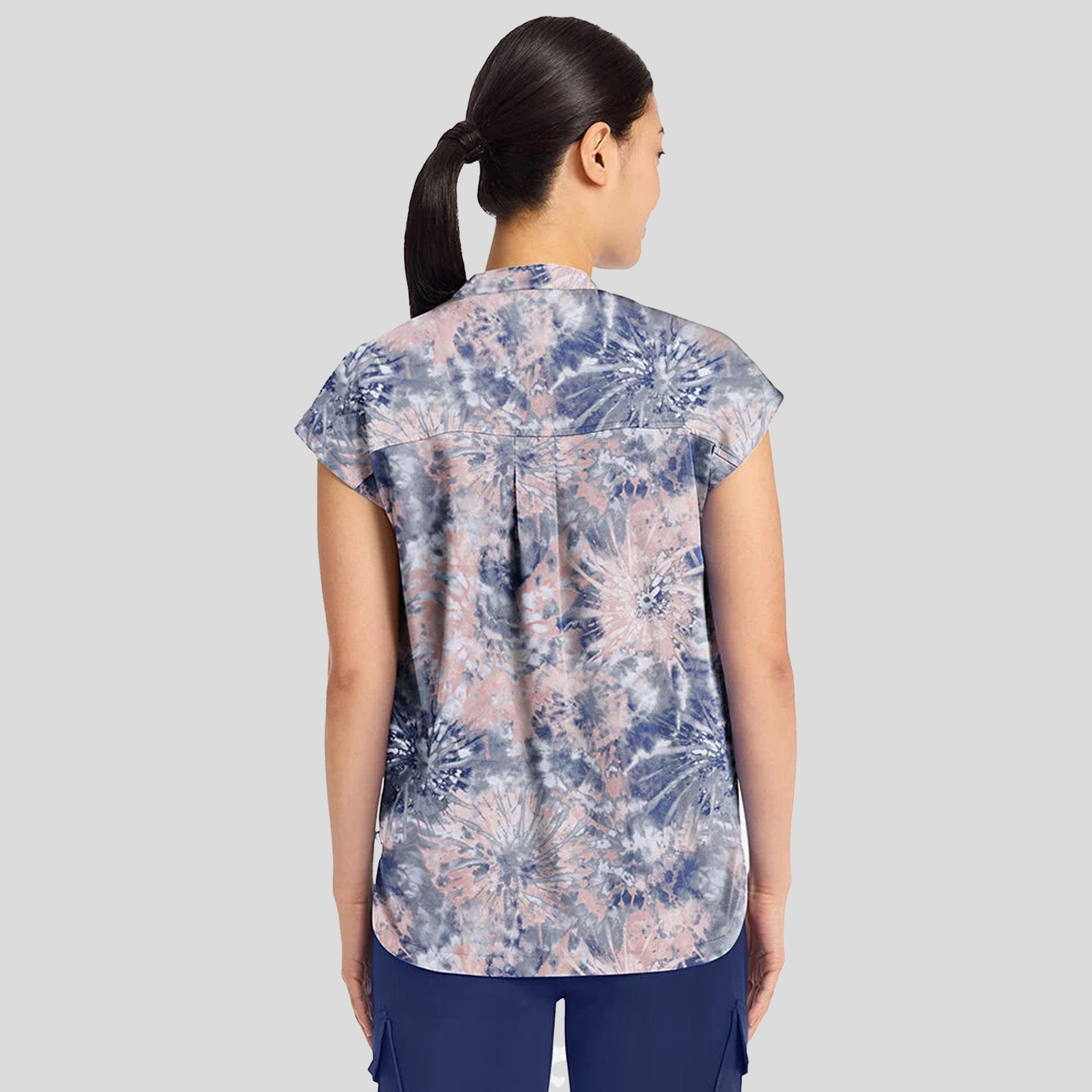 Journey Twilight Tie Dye Print Scrub Top
