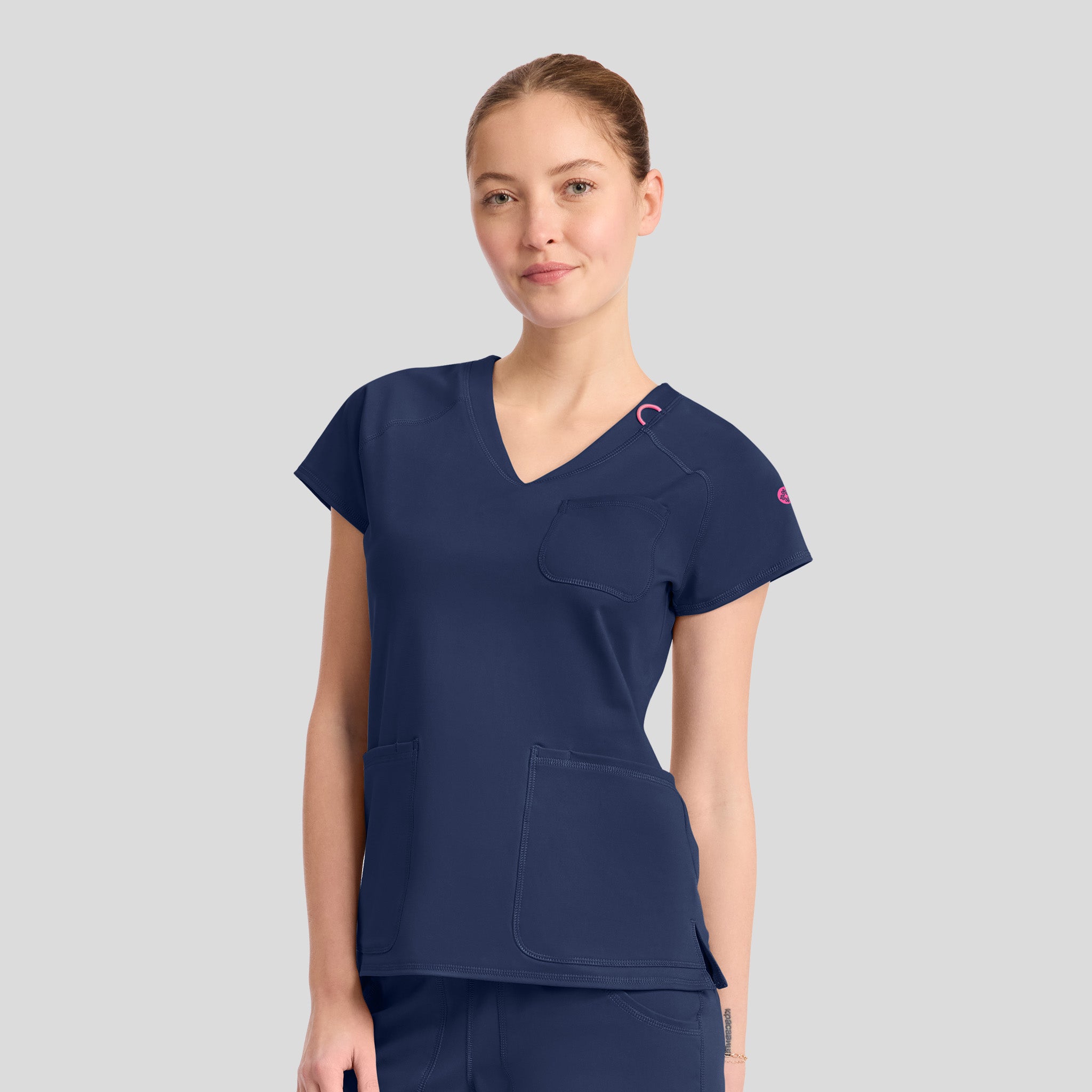 3-Pocket STRETCH V-Neck Scrub Top | Navy