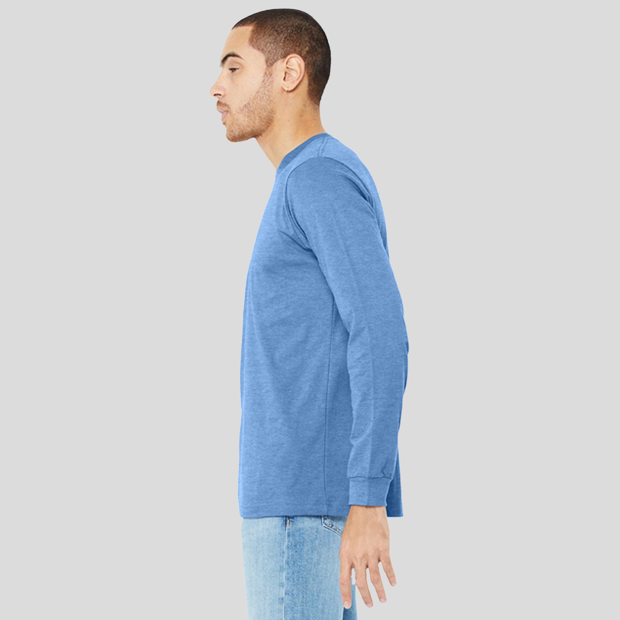 Unisex Heather CVC Long Sleeve Tee | Heather Carolina Blue