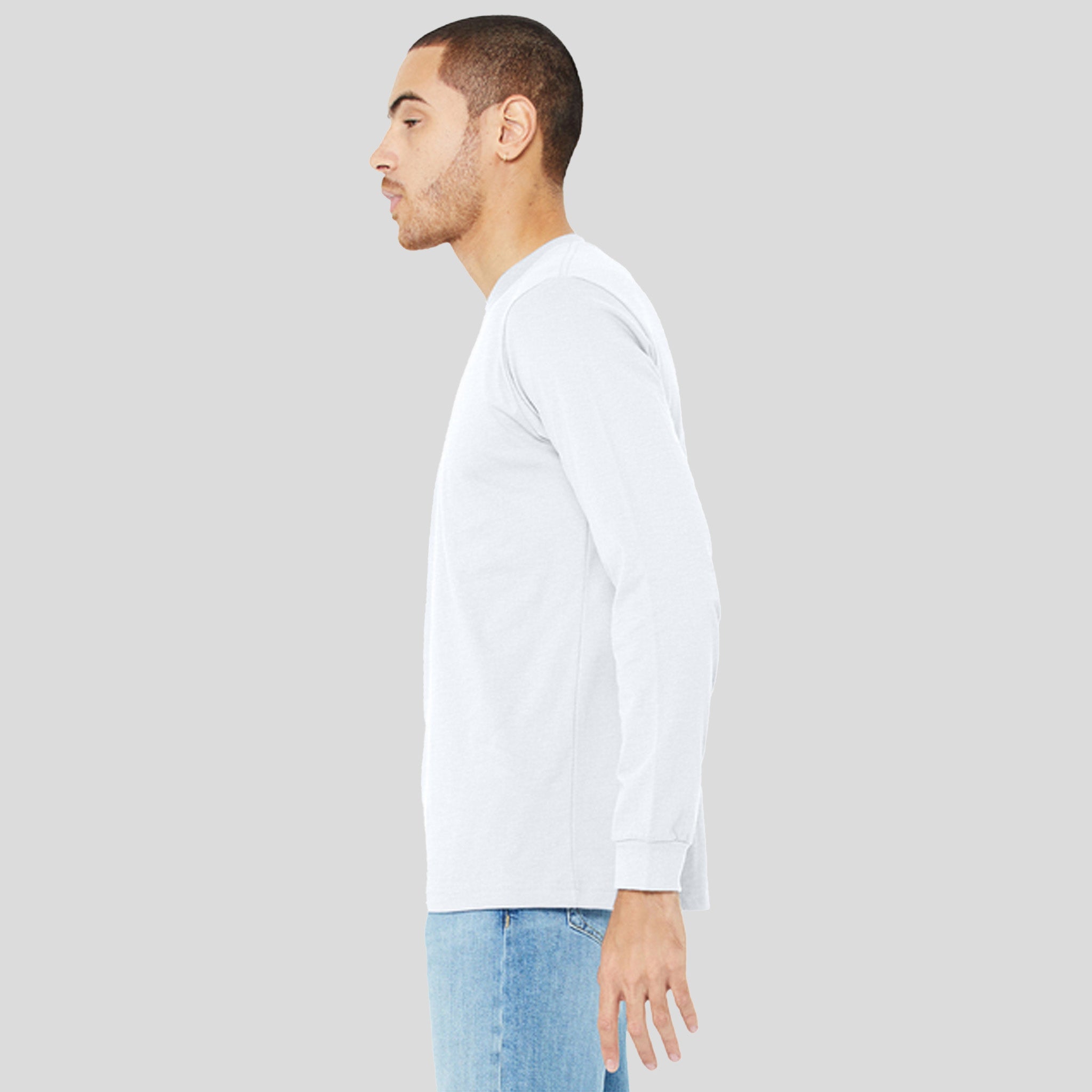 Unisex Heather CVC Long Sleeve Tee | Solid White Blend