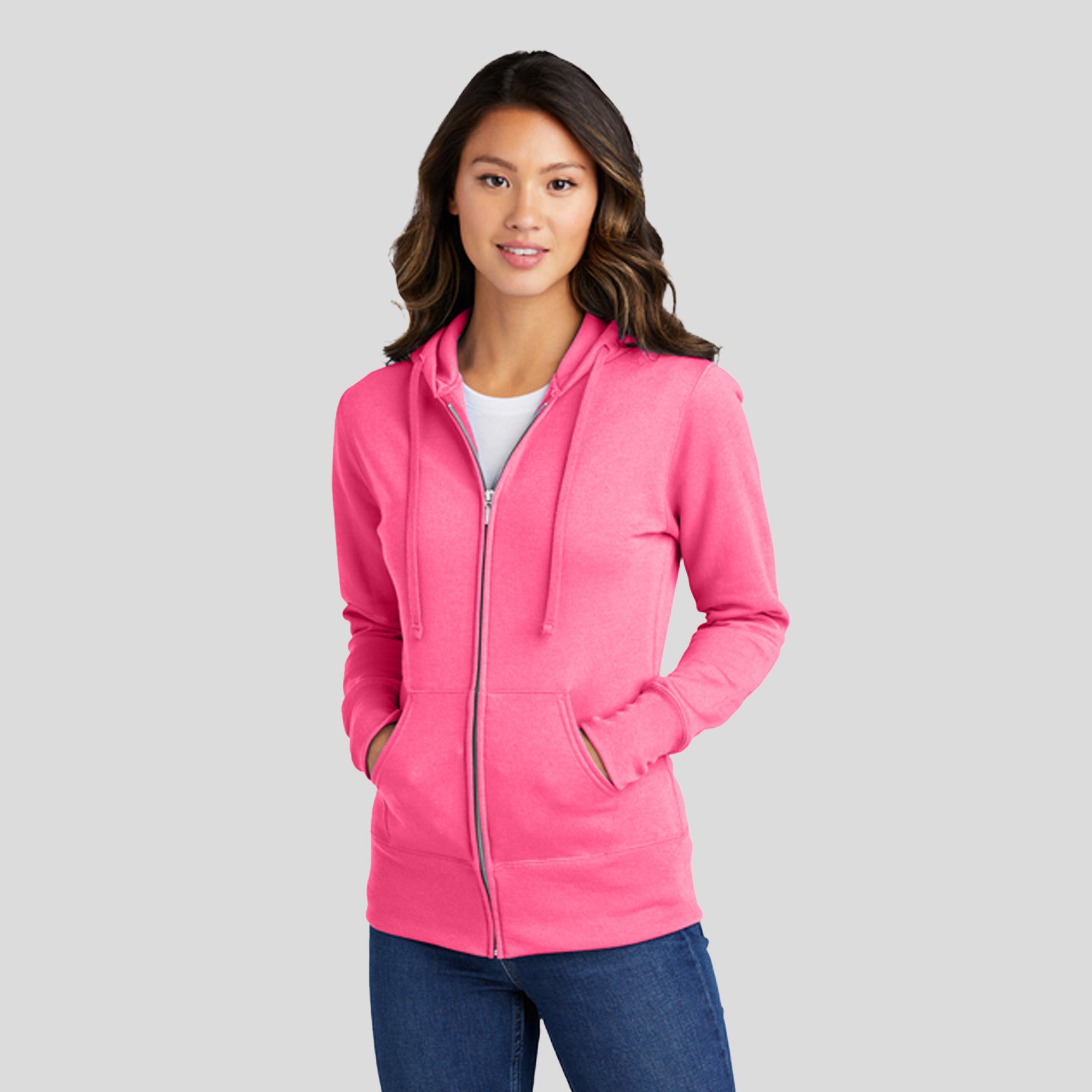 Women's Core Fleece Full-Zip Hooded Sweatshirt | Neon Pink