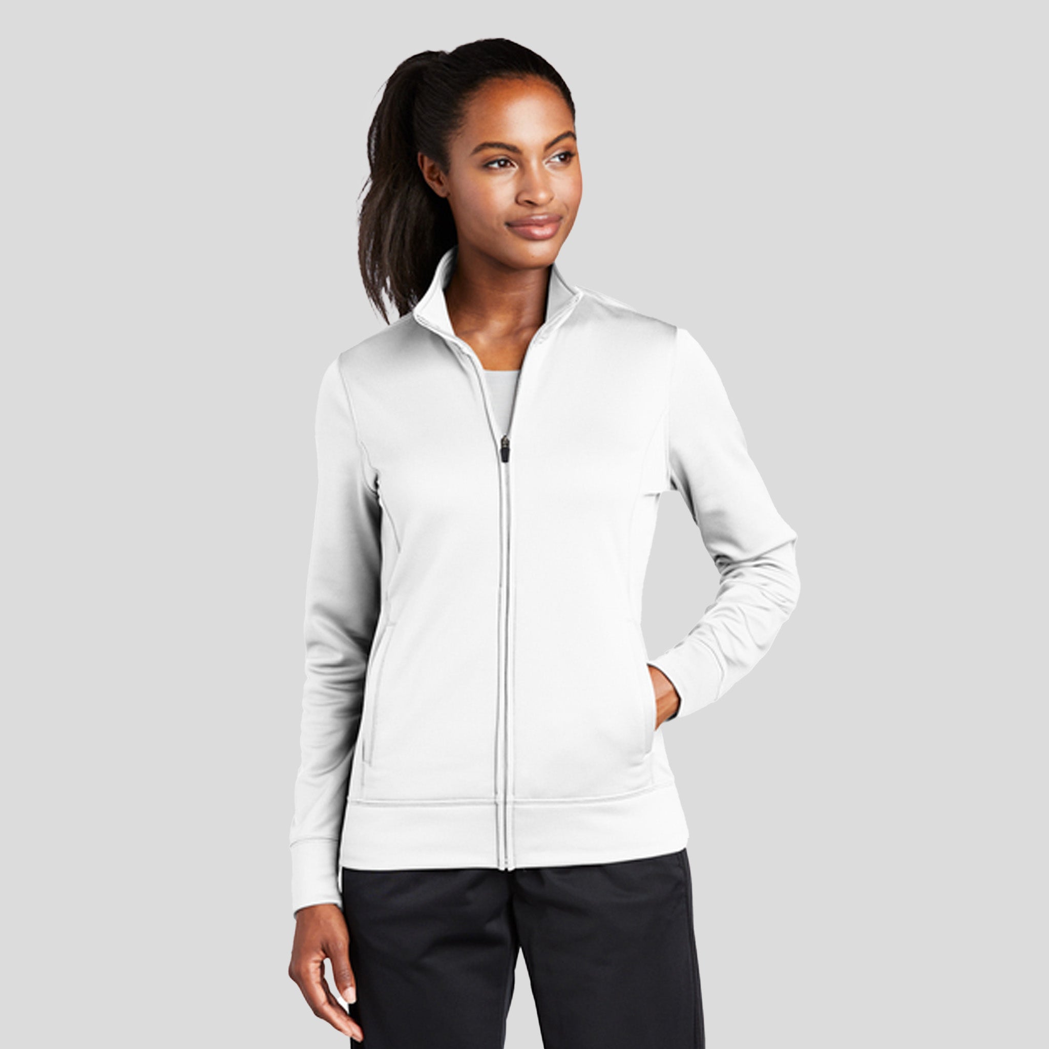 Women's Sport-Wickยฎ Fleece Full-Zip Jacket | White