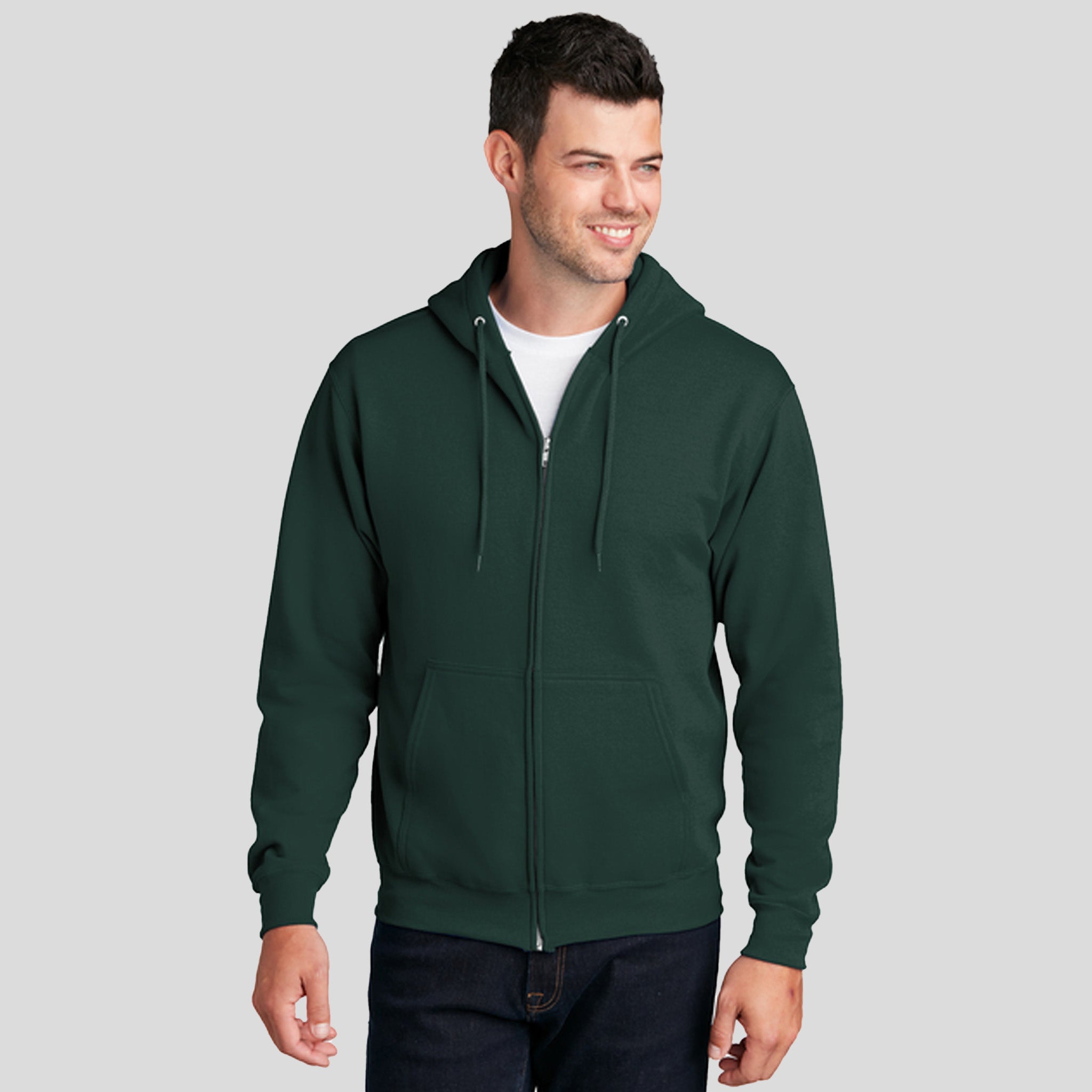 Core Fleece Full-Zip Hooded Sweatshirt | Dark Green