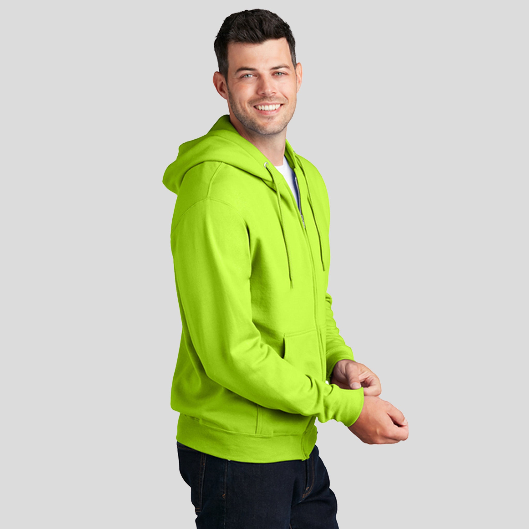 Core Fleece Full-Zip Hooded Sweatshirt | Neon Yellow