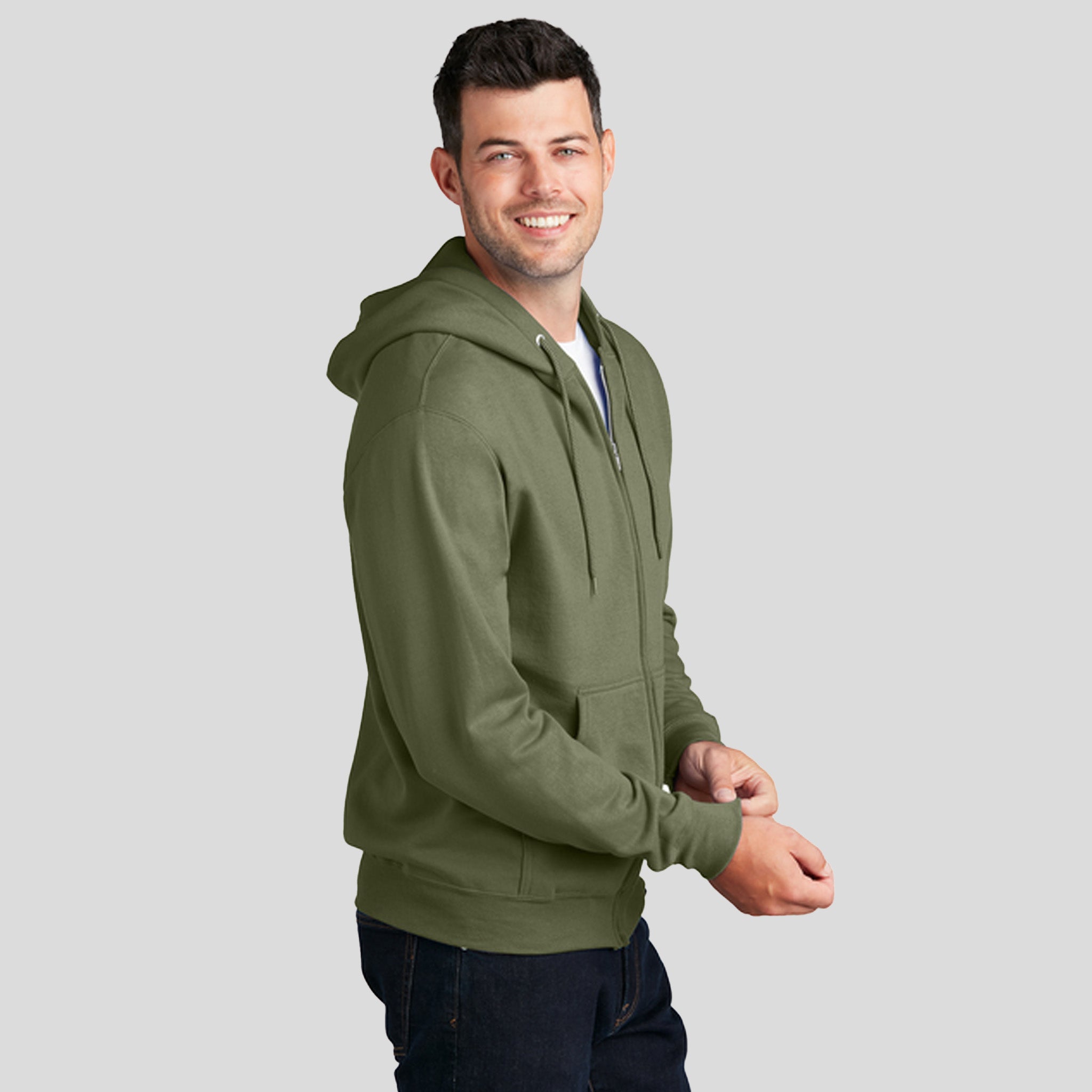 Core Fleece Full-Zip Hooded Sweatshirt | Olive Drab Green