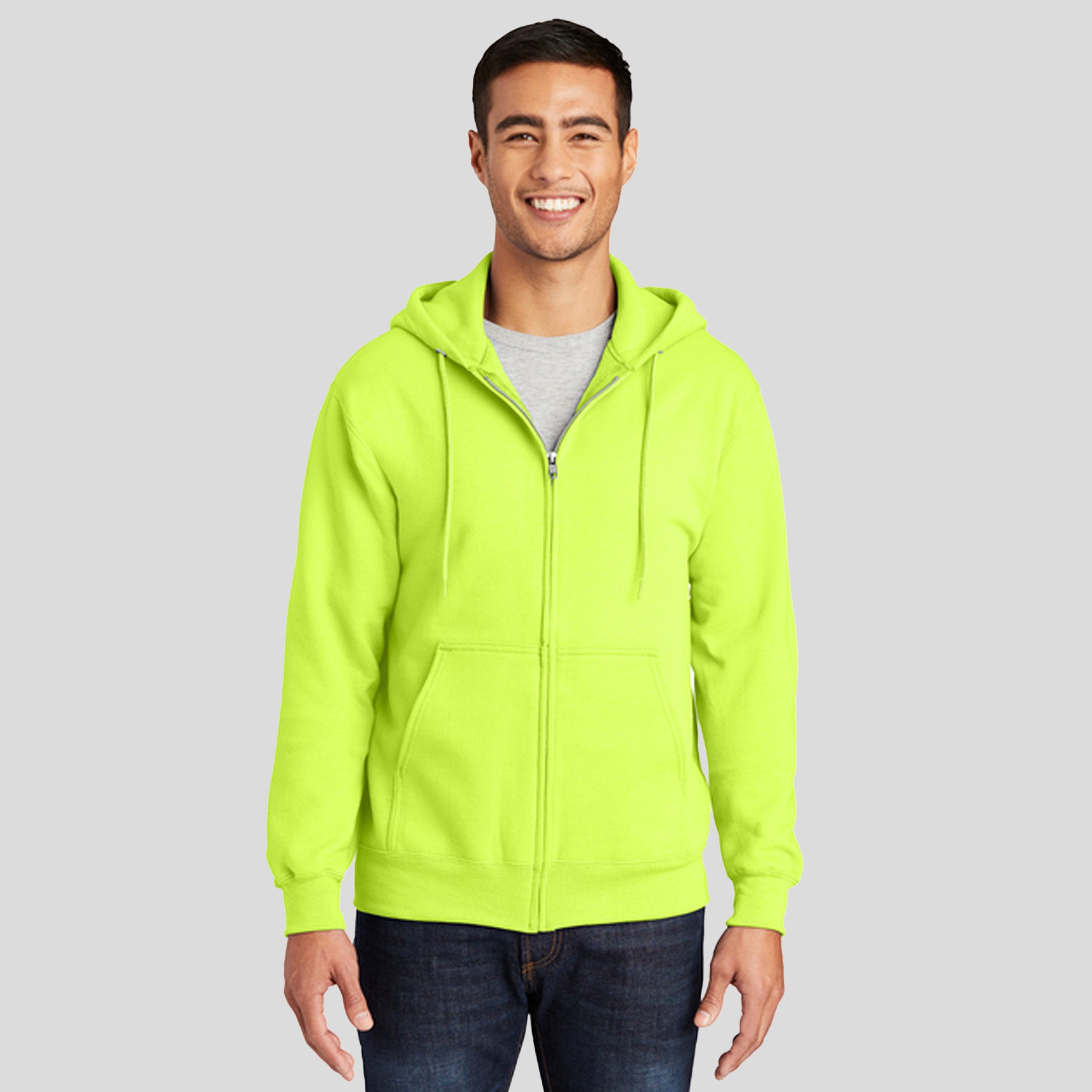 Tall Essential Fleece Full-Zip Hooded Sweatshirt | Safety Green