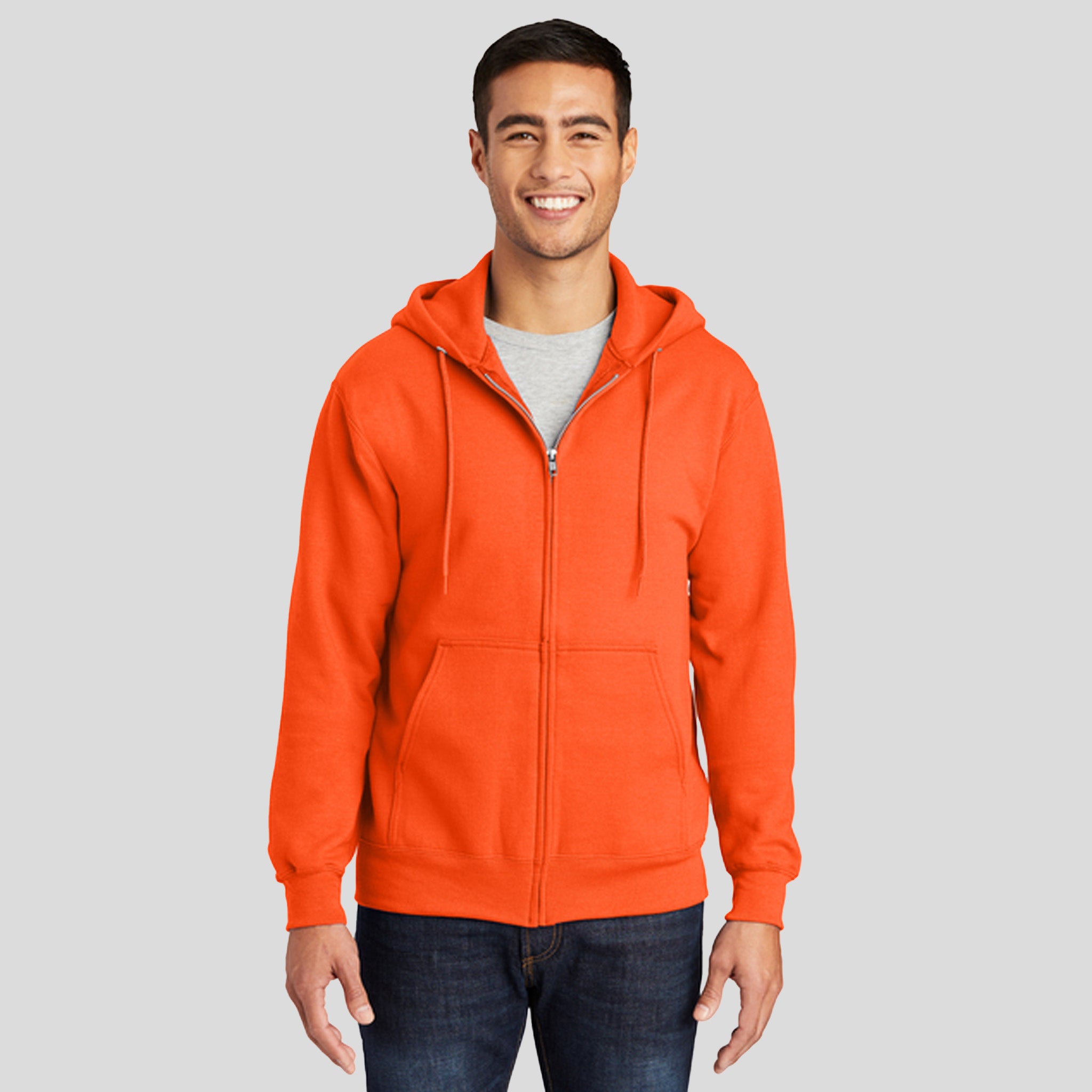 Essential Fleece Full-Zip Hooded Sweatshirt | Safety Orange
