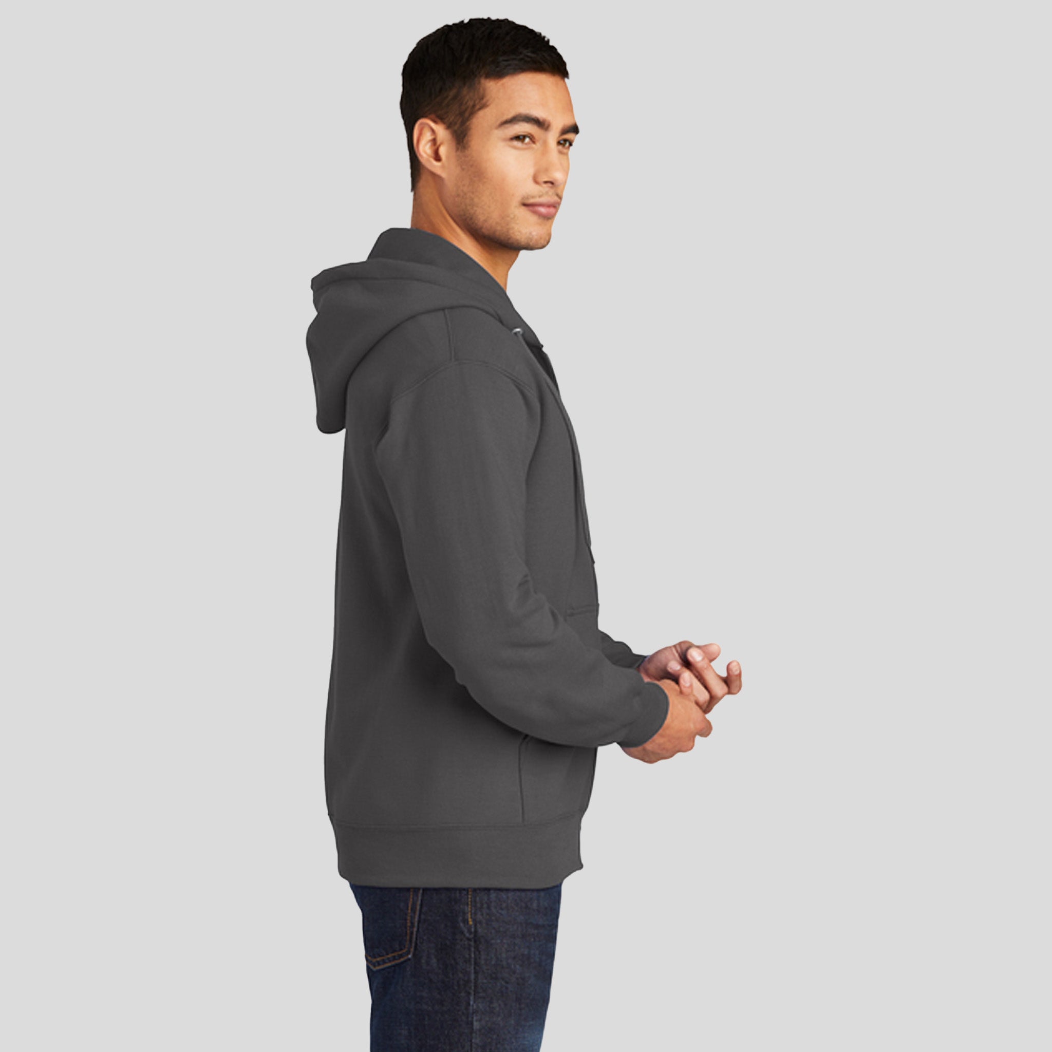 Tall Essential Fleece Full-Zip Hooded Sweatshirt | Charcoal