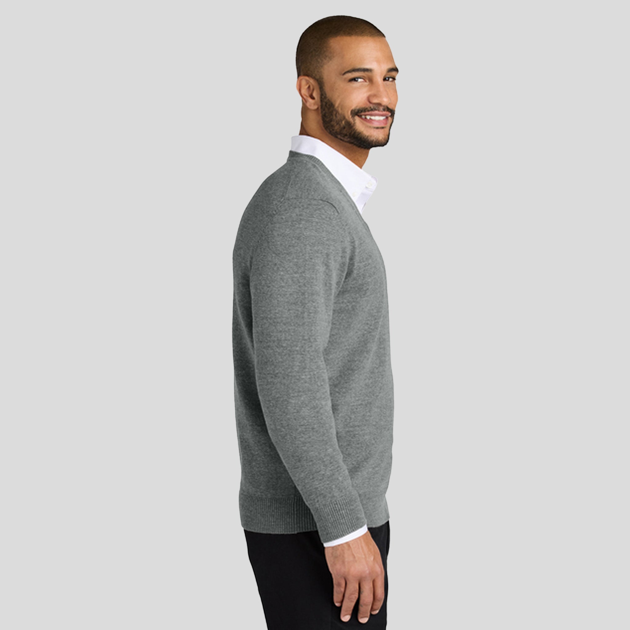 Easy Care V-Neck Sweater | Medium Heather Grey