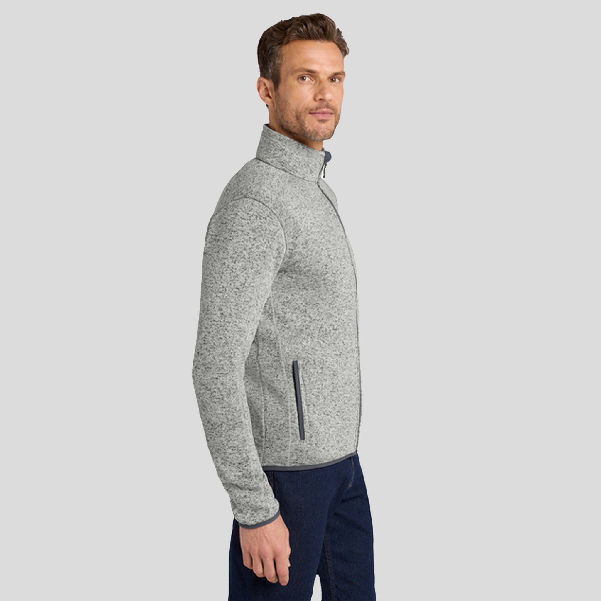 Men's Sweater Fleece Jacket | Grey Heather