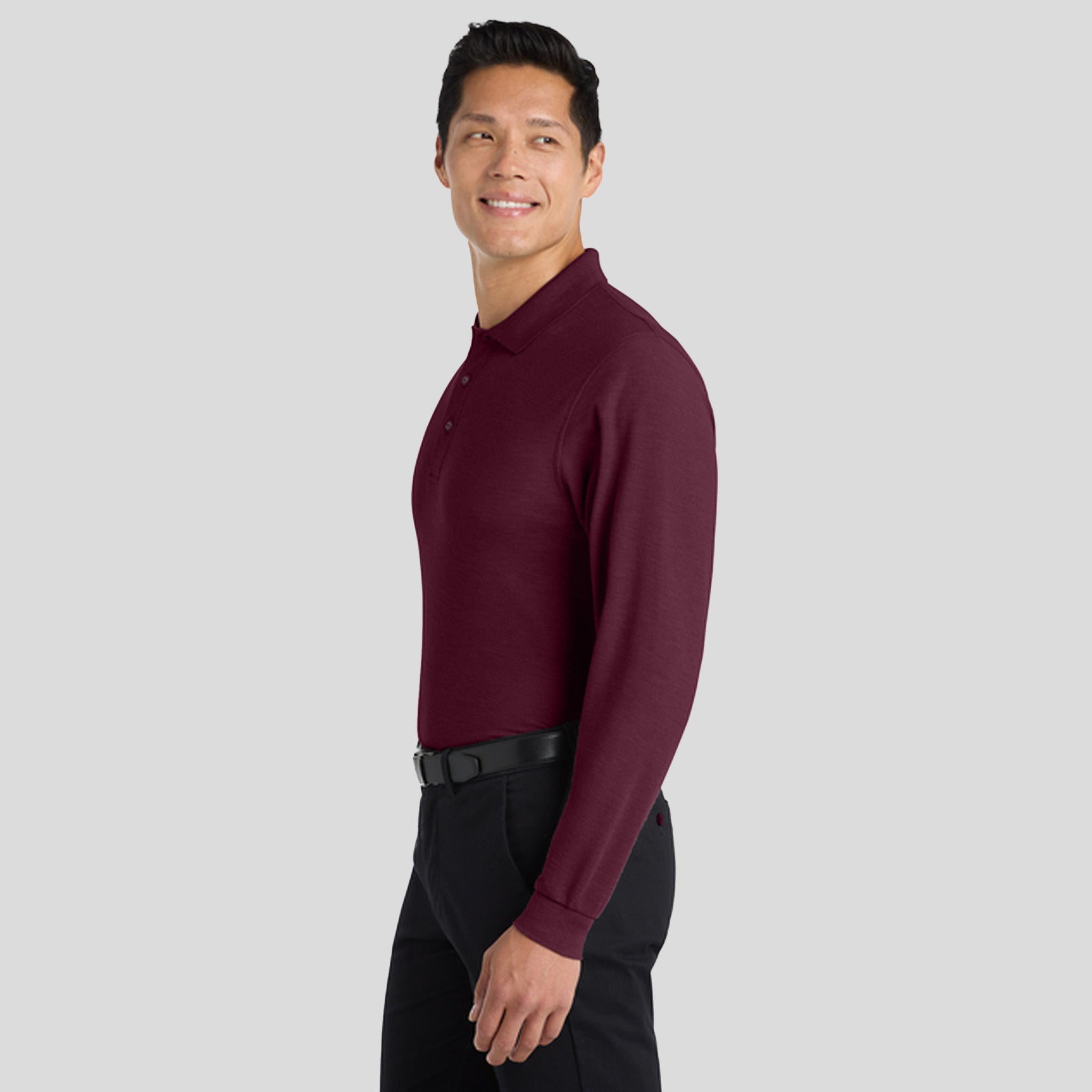 Silk Touchβ’ Long Sleeve Polo | Burgundy