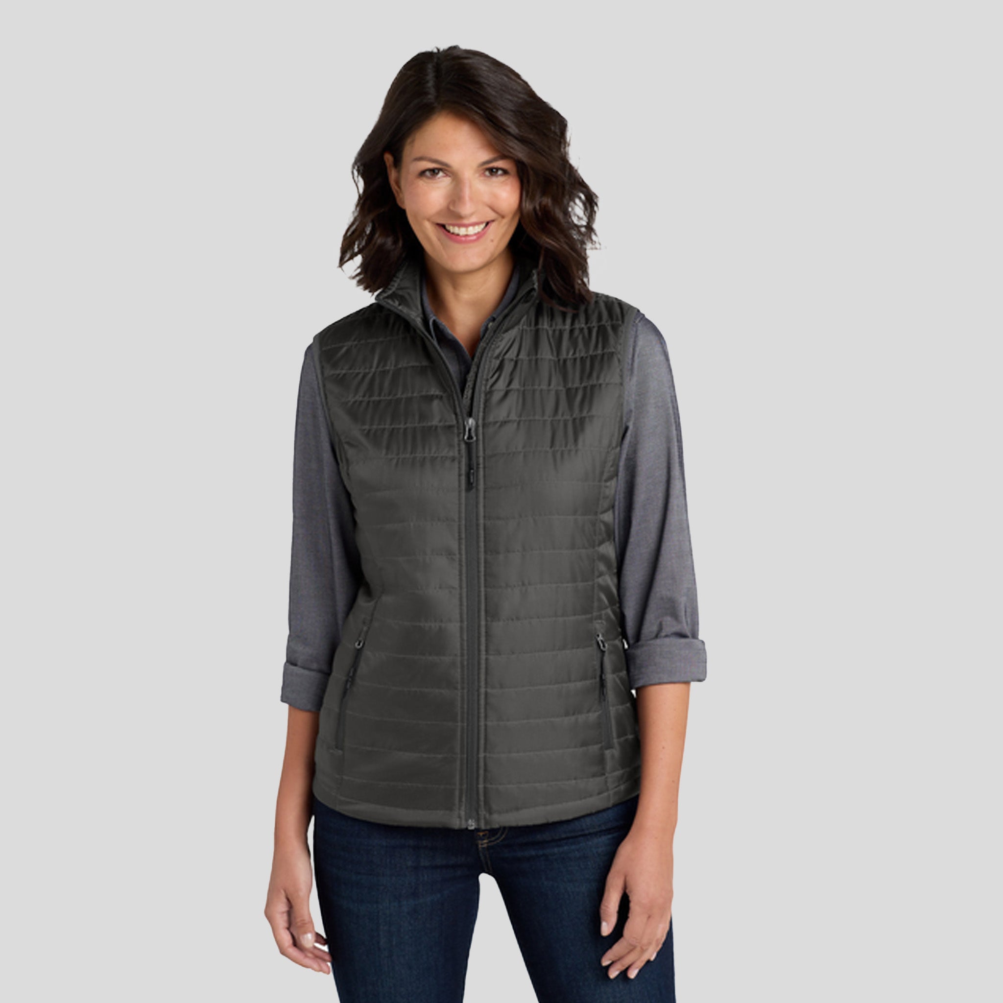 Women's Packable Puffy Vest | Sterling Grey Graphite