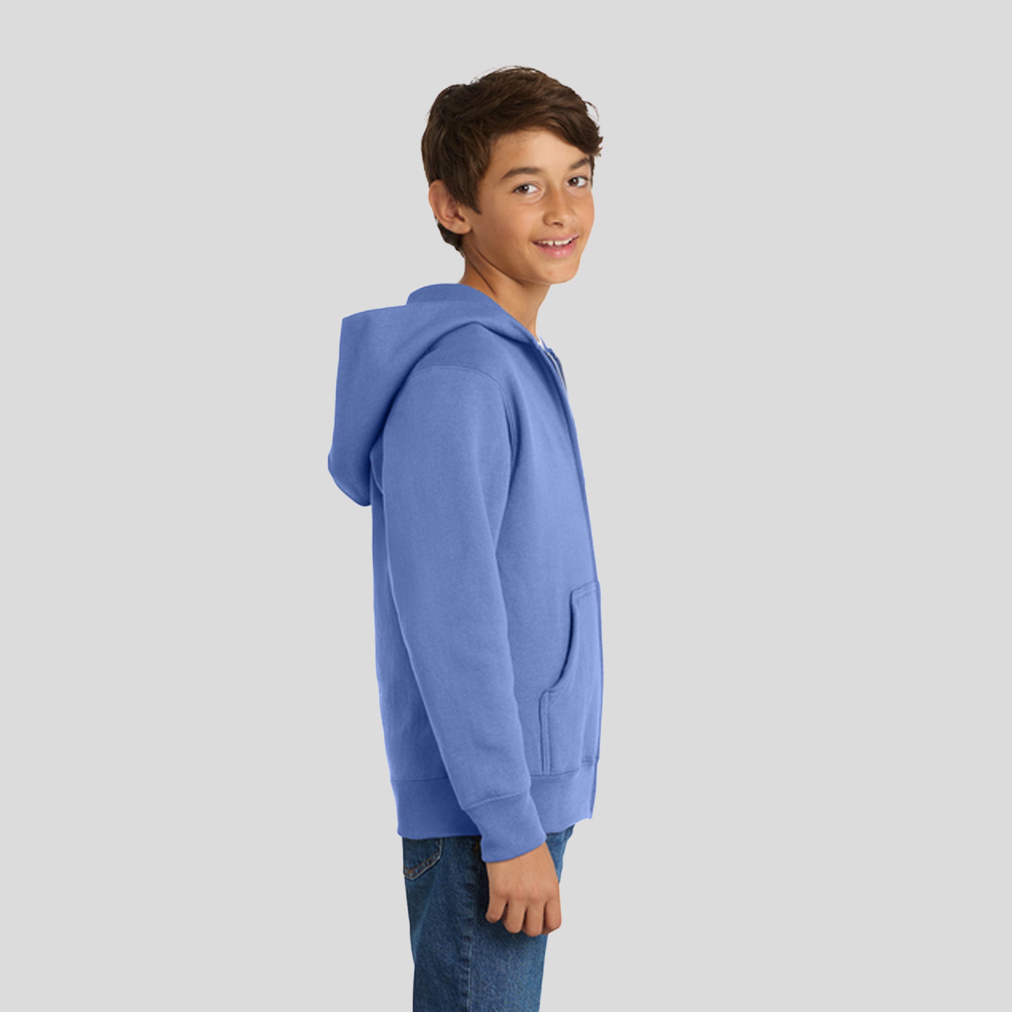 Youth Core Fleece Full-Zip Hooded Sweatshirt | Carolina Blue