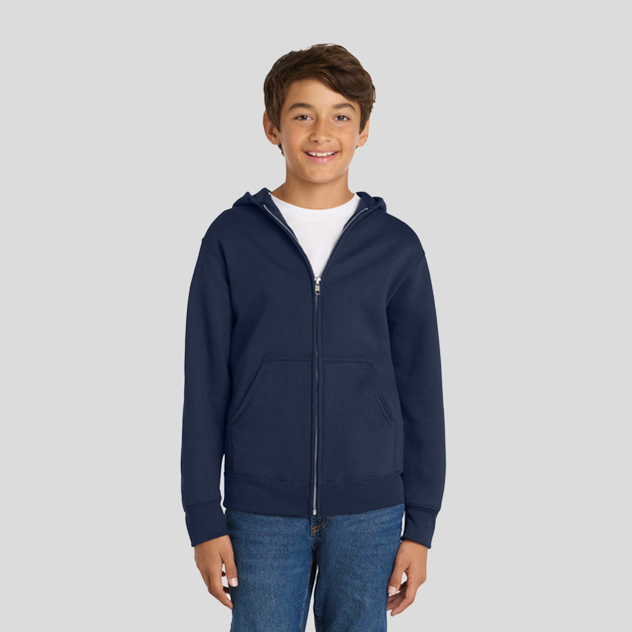 Youth Core Fleece Full-Zip Hooded Sweatshirt | Navy