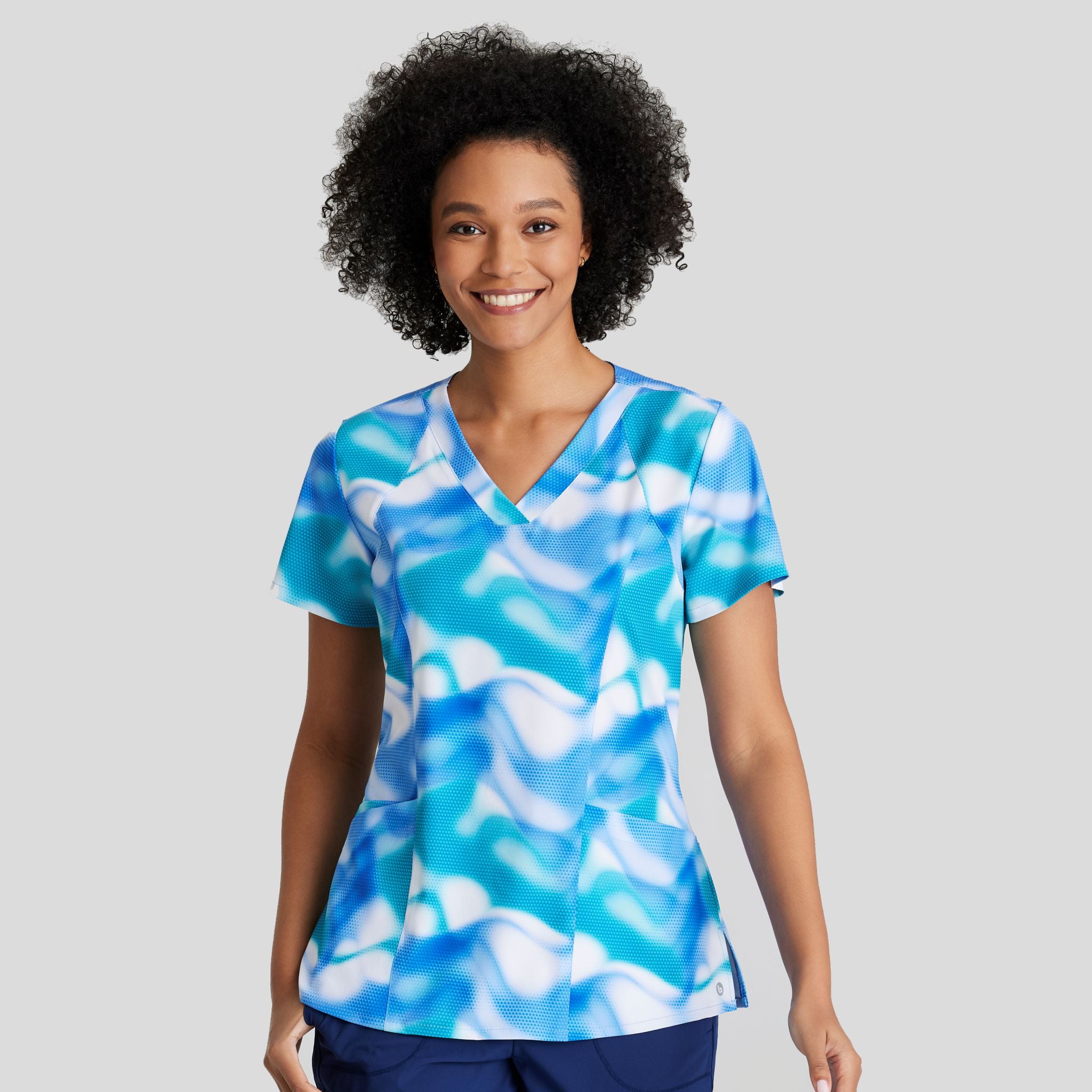 Thrive Print Top | Azure Waves