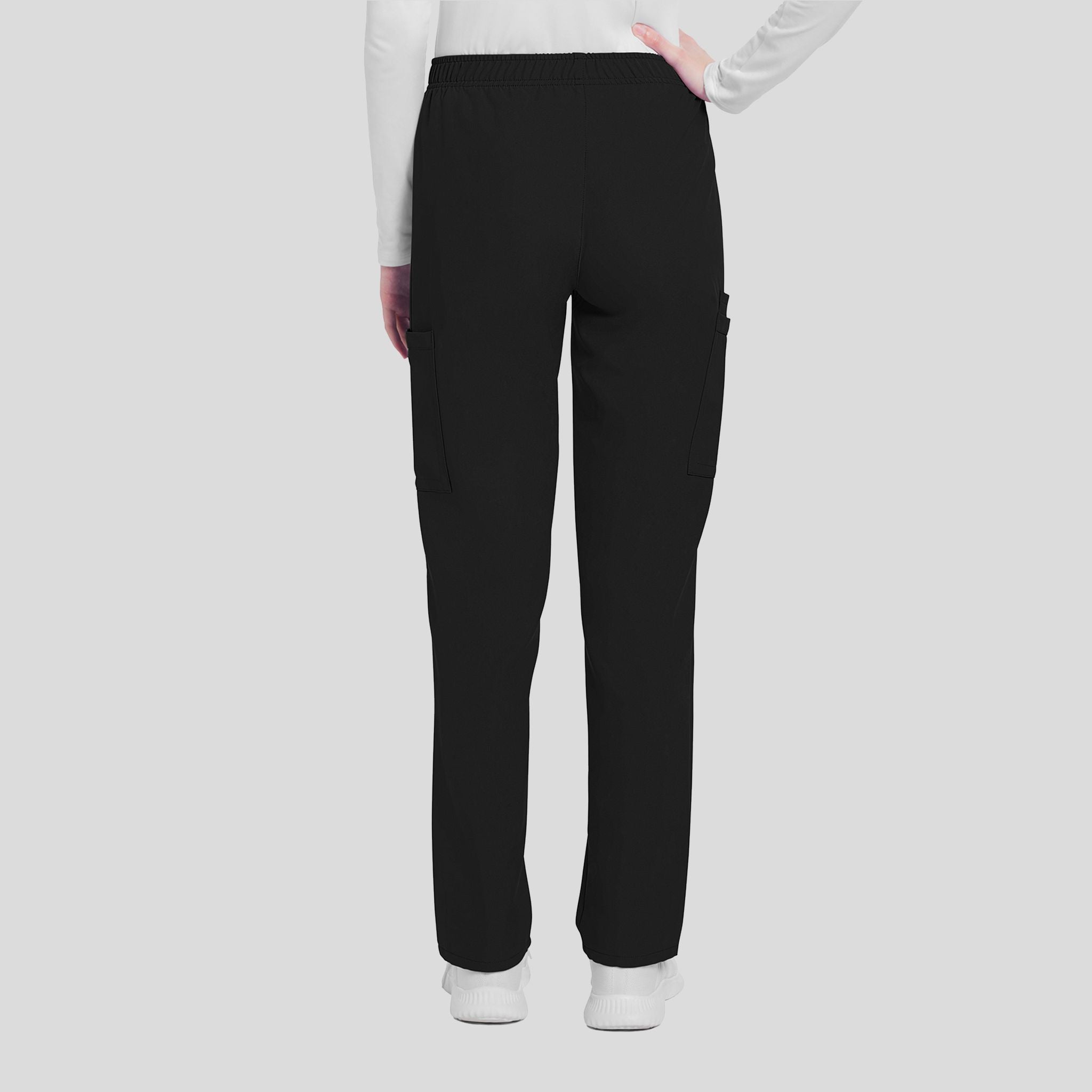 Mid Rise Pull-on Slim Leg Cargo Pant | Black