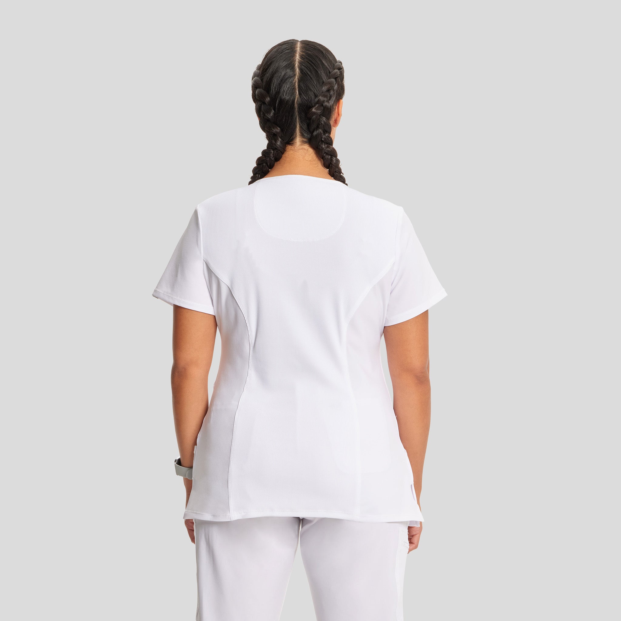 Infinity Mock Wrap Solid Scrub Top | White