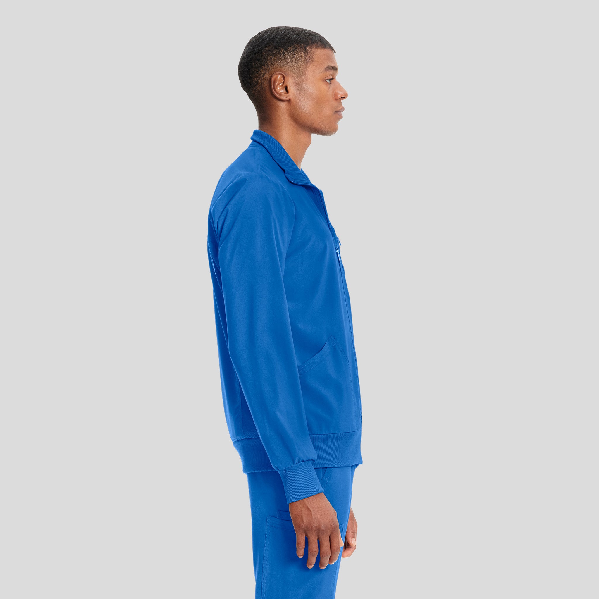 Infinity Men's Zip Front Solid Scrub Jacket | Royal