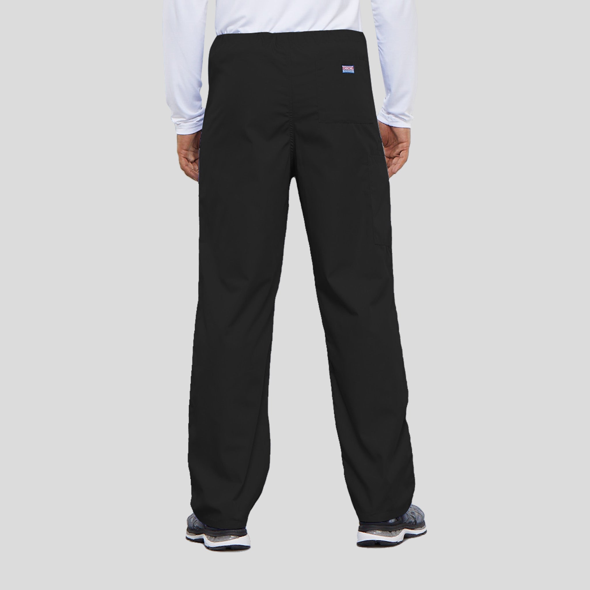 Unisex Drawstring Cargo Scrub Pant | Black