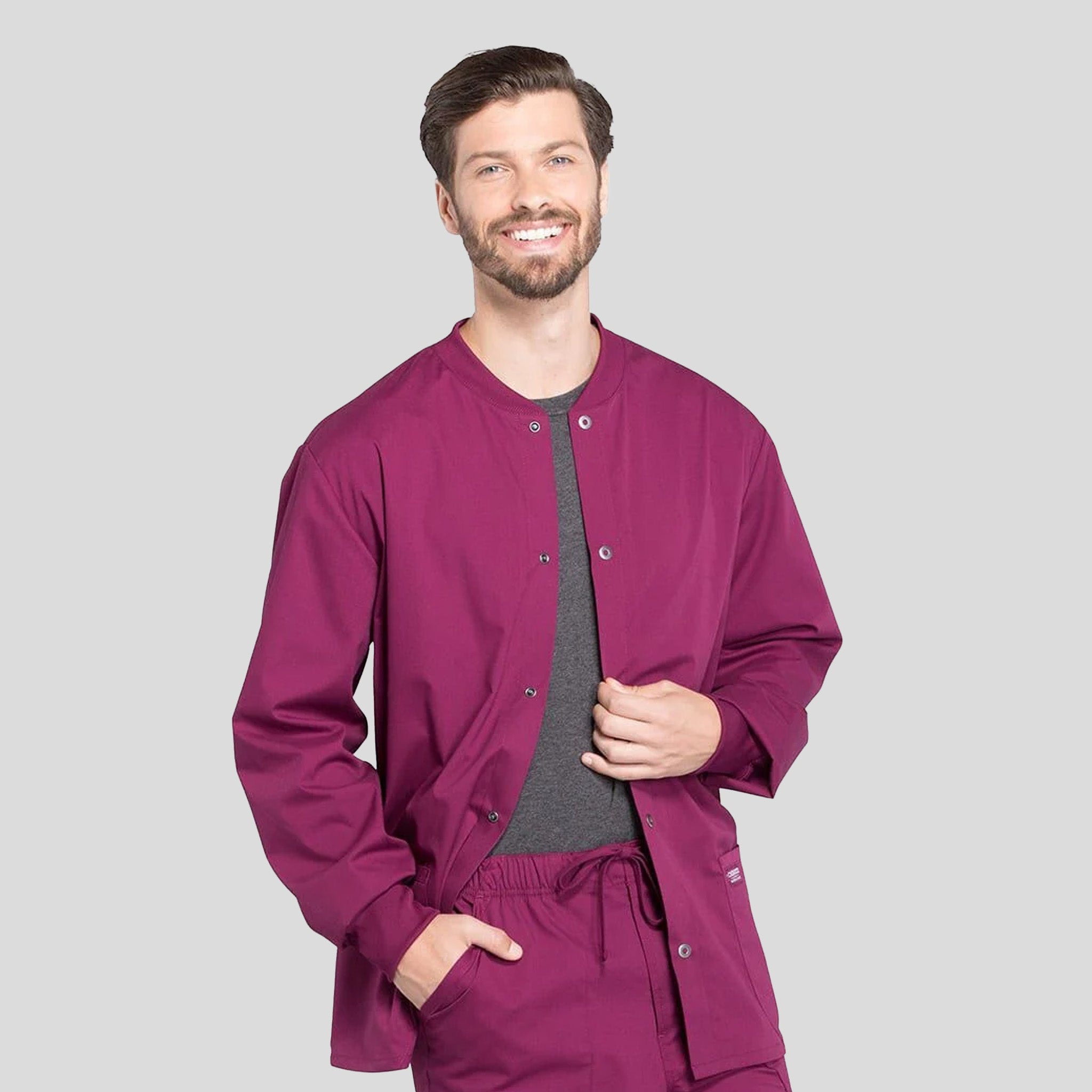 Men's Snap Front Warm-Up Jacket | Wine