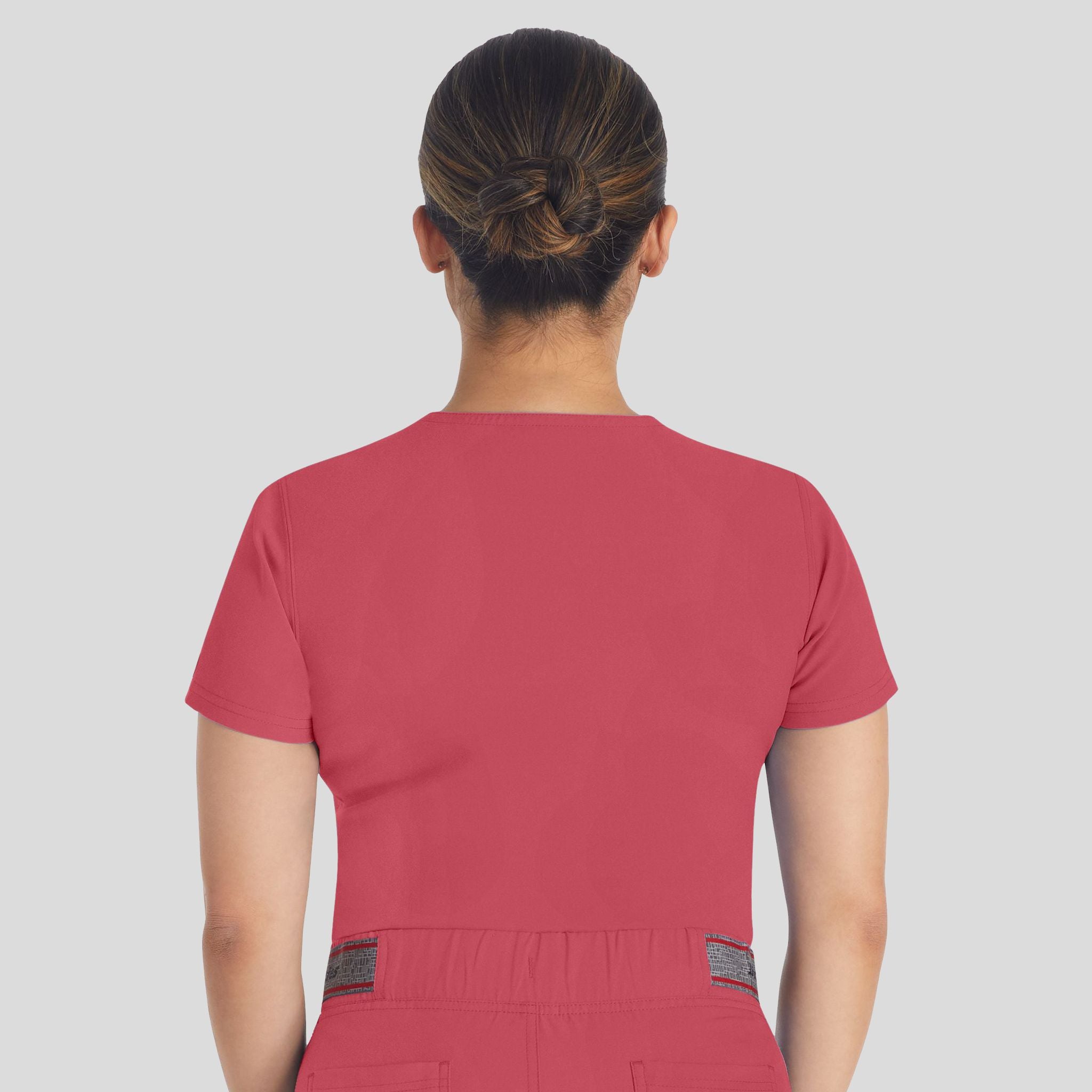 Women's Round Neck Henley Scrub Top | Red Clay