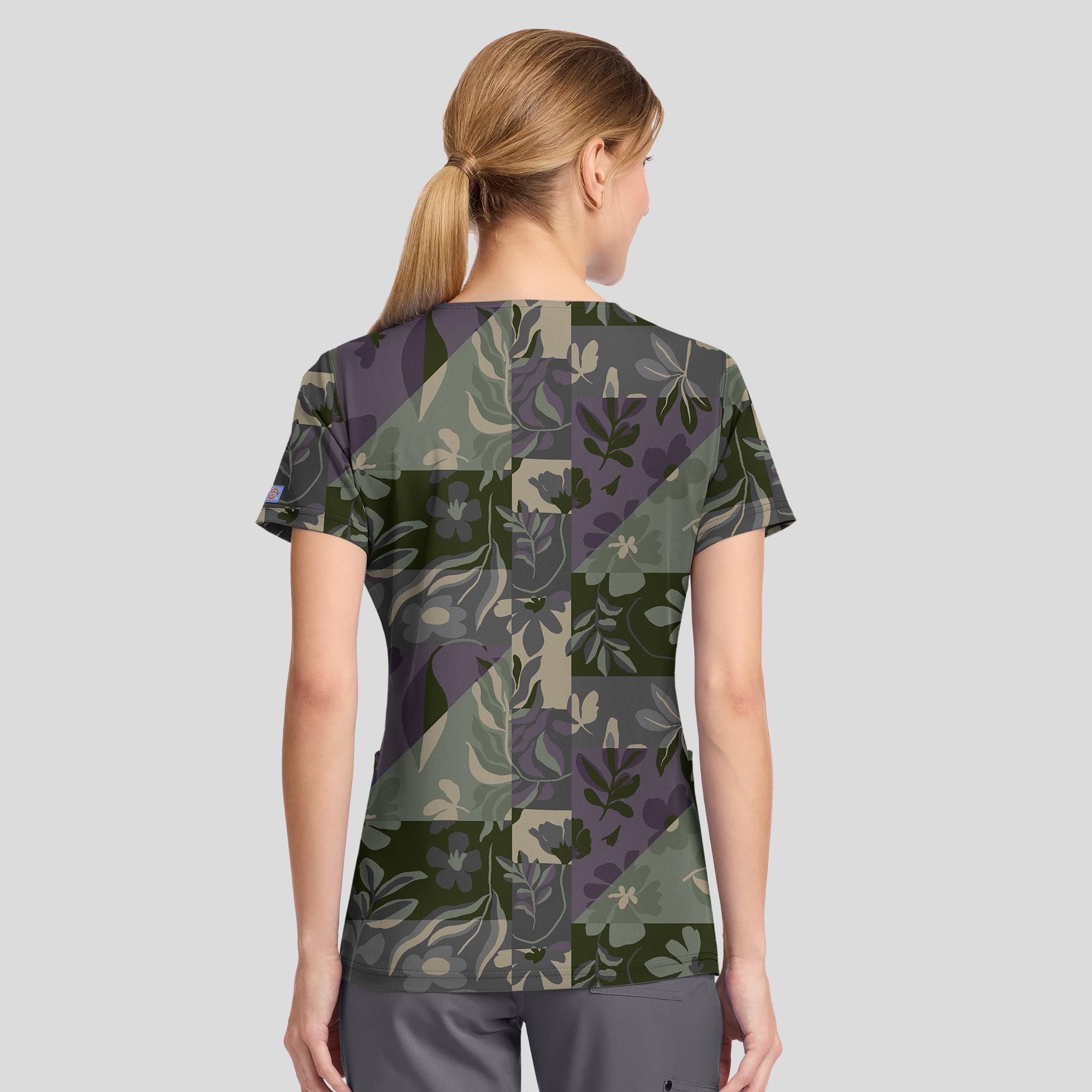 Women's Floral Geo Print Scrub Top