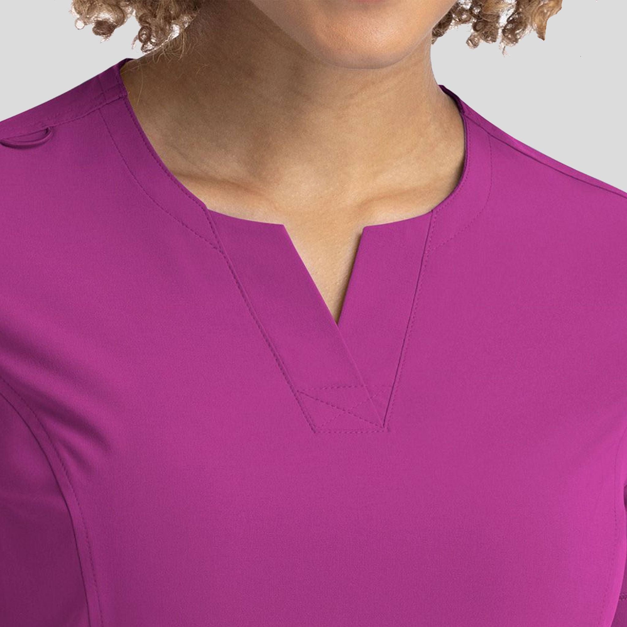 Notched Crew Neck Top | Razzleberry