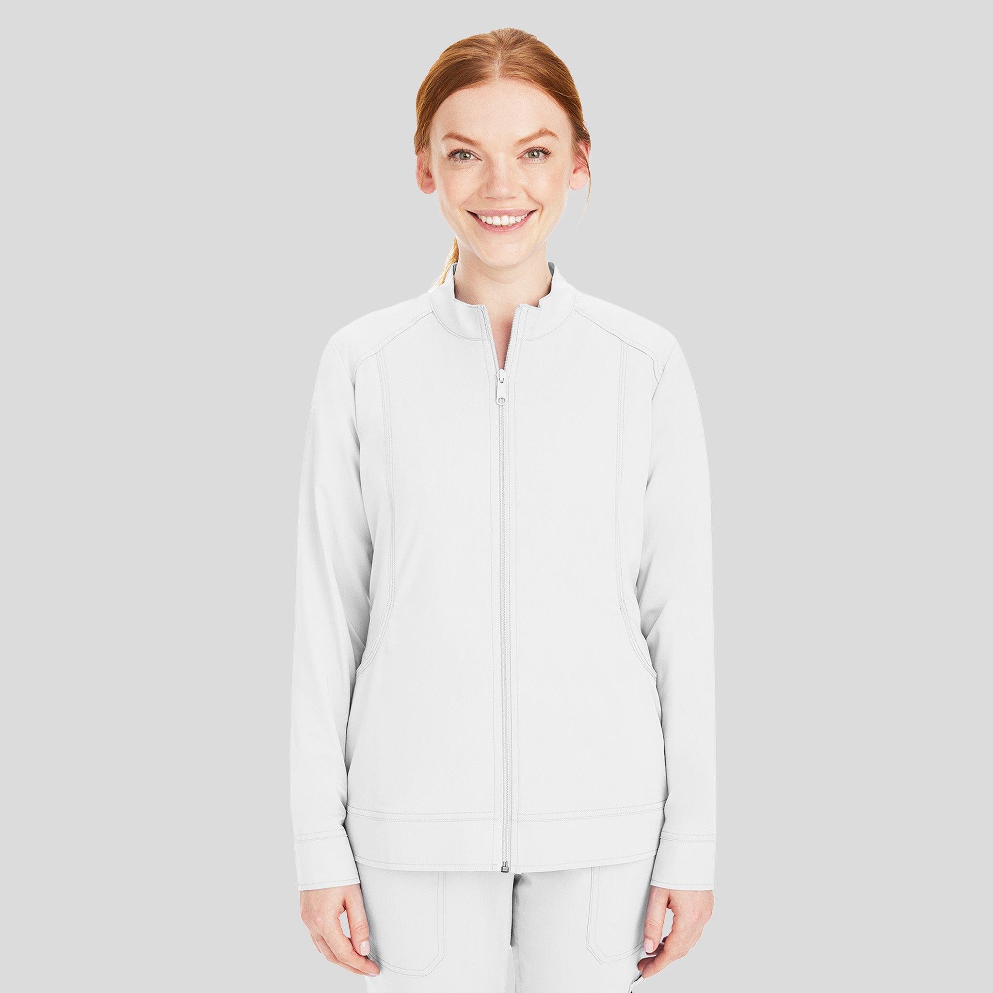 Dakota Zip Front Scrub Jacket | White
