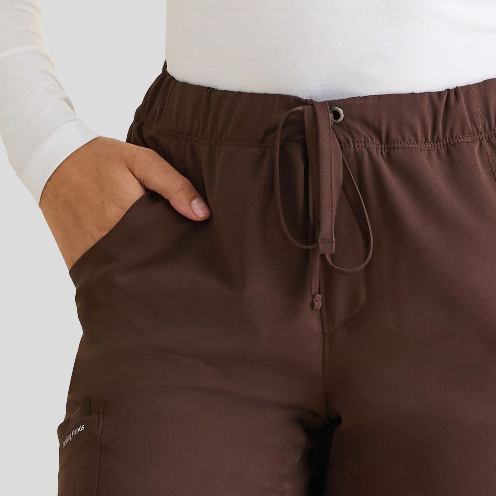 Women's Rebecca Drawstring Flare Scrub Pant | Dark Chocolate