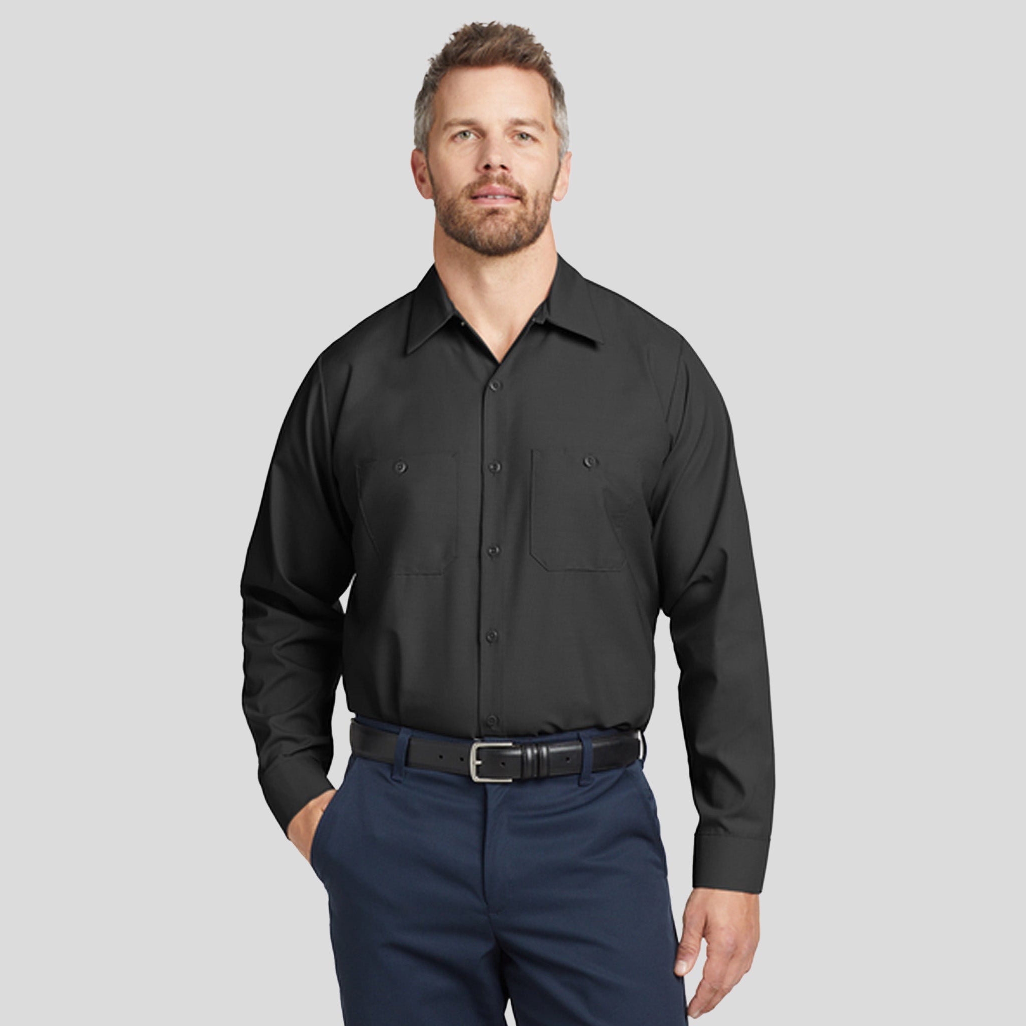 Men's Long Sleeve Industrial Work Shirt | Charcoal