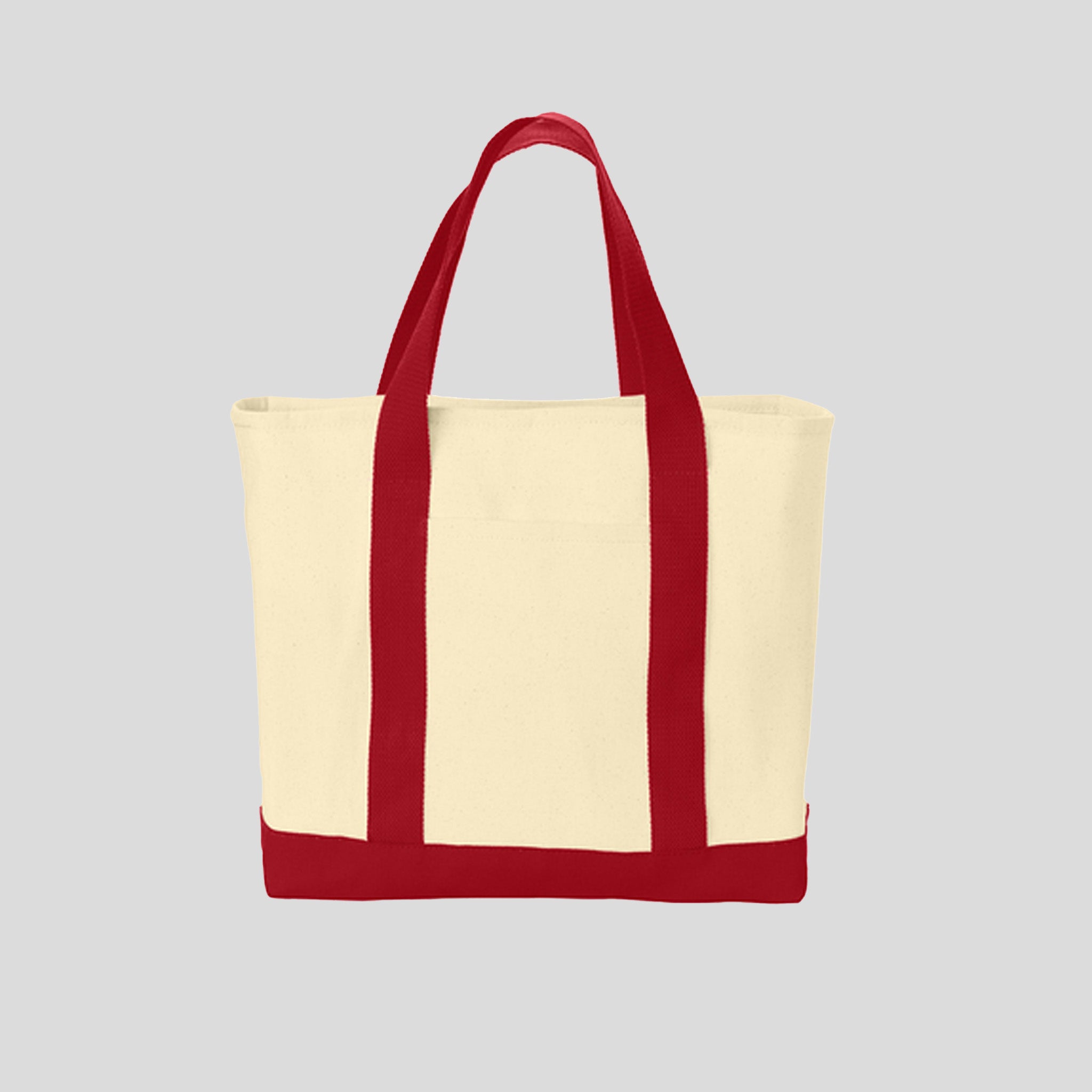 Ideal Twill Two-Tone Shopping Tote | Natural/Red